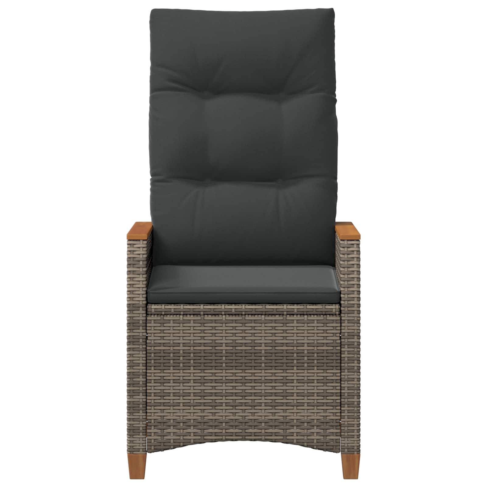 vidaXL Verstellbarer Gartenstuhl Grau und Marineblau Poly-Rattan