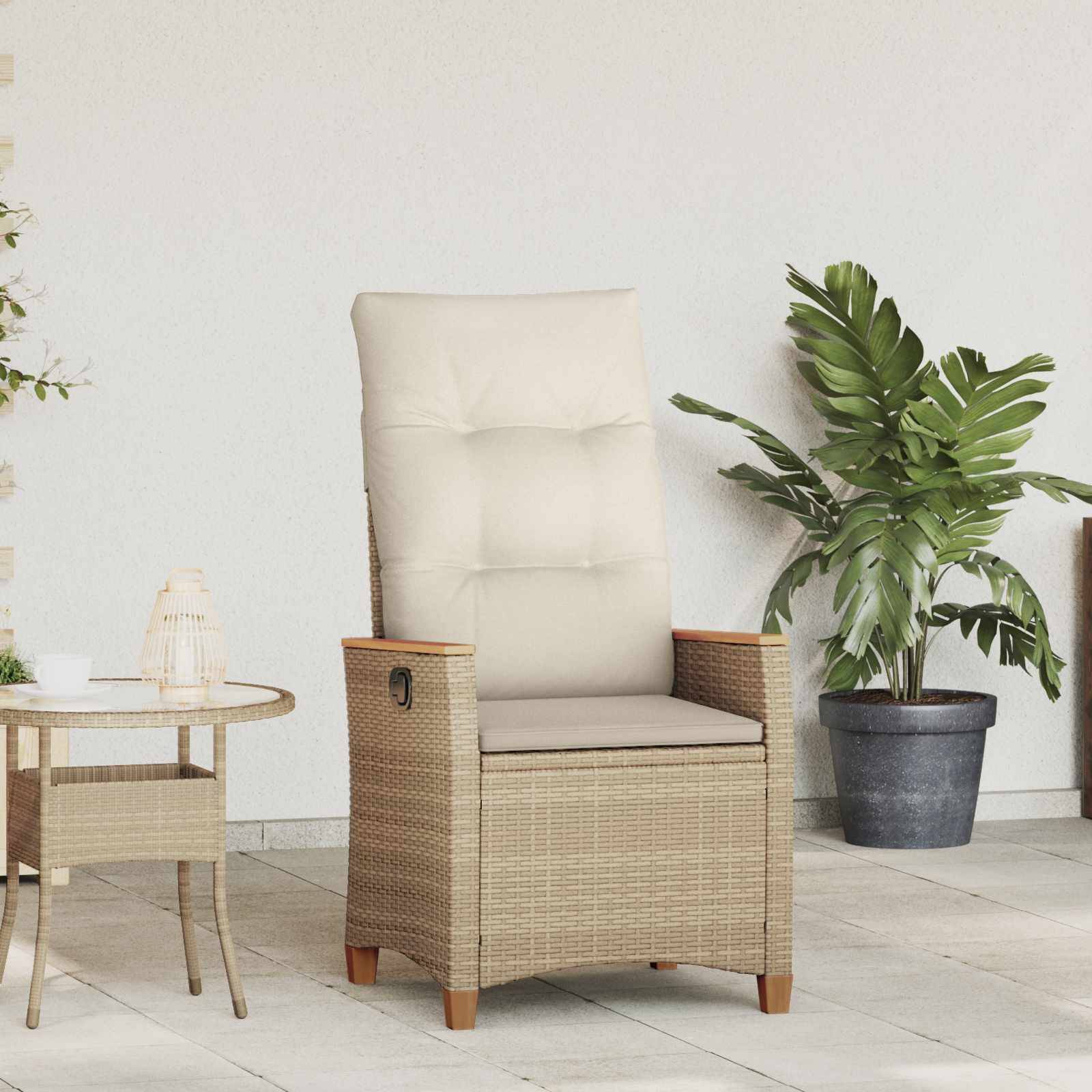 vidaXL Verstellbarer Gartenstuhl Beige und Creme 64 x 57,5 x 112 cm