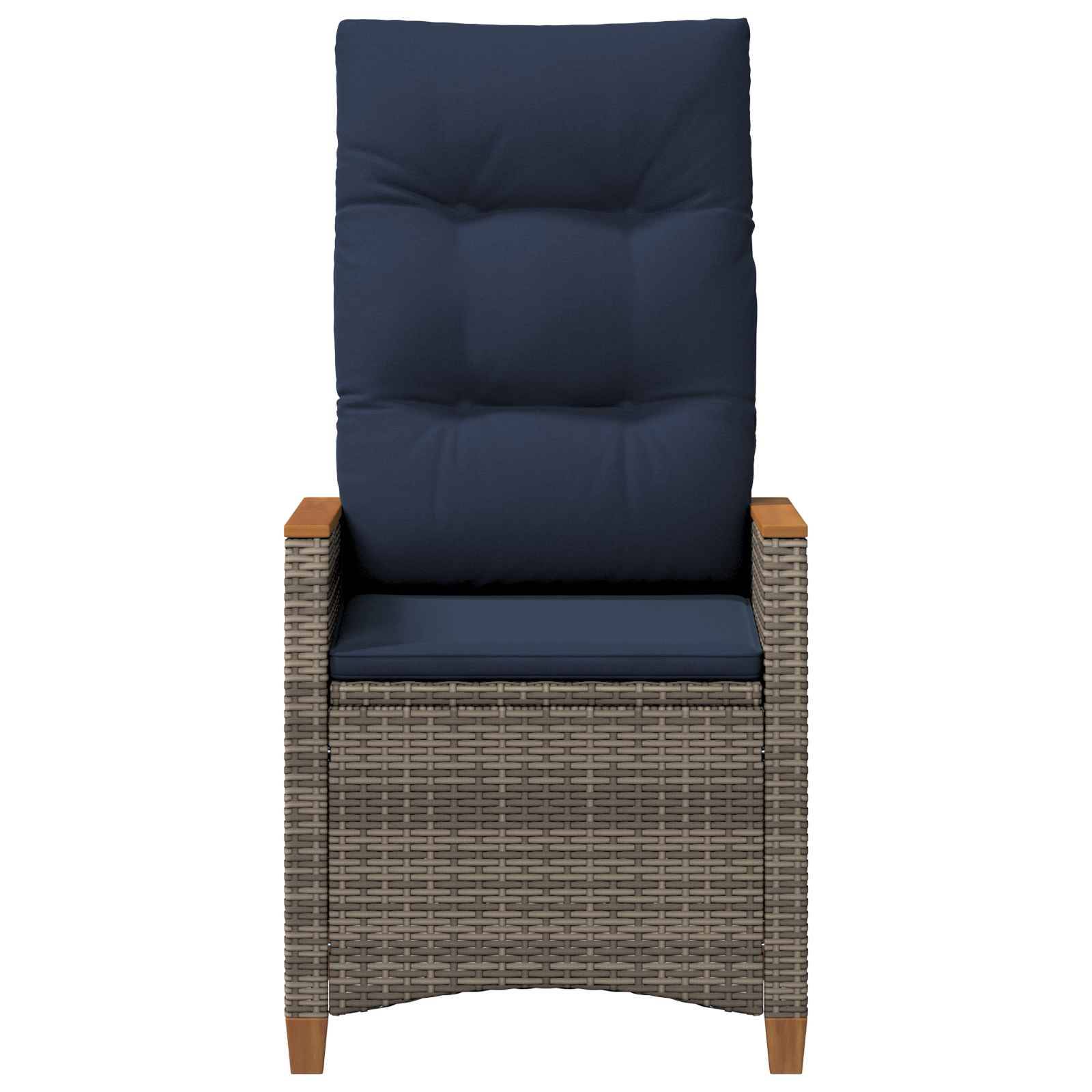 vidaXL Verstellbarer Gartenstuhl Grau und Marineblau Poly-Rattan