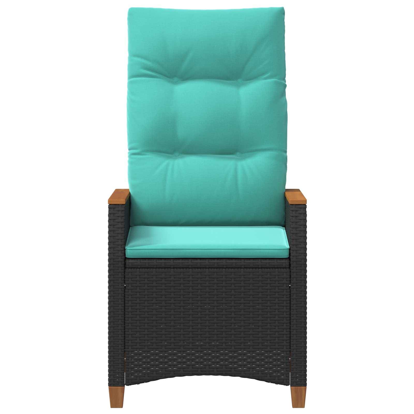 vidaXL Verstellbarer Gartenstuhl Schwarz und Türkis 64 x 57,5 x 112 cm