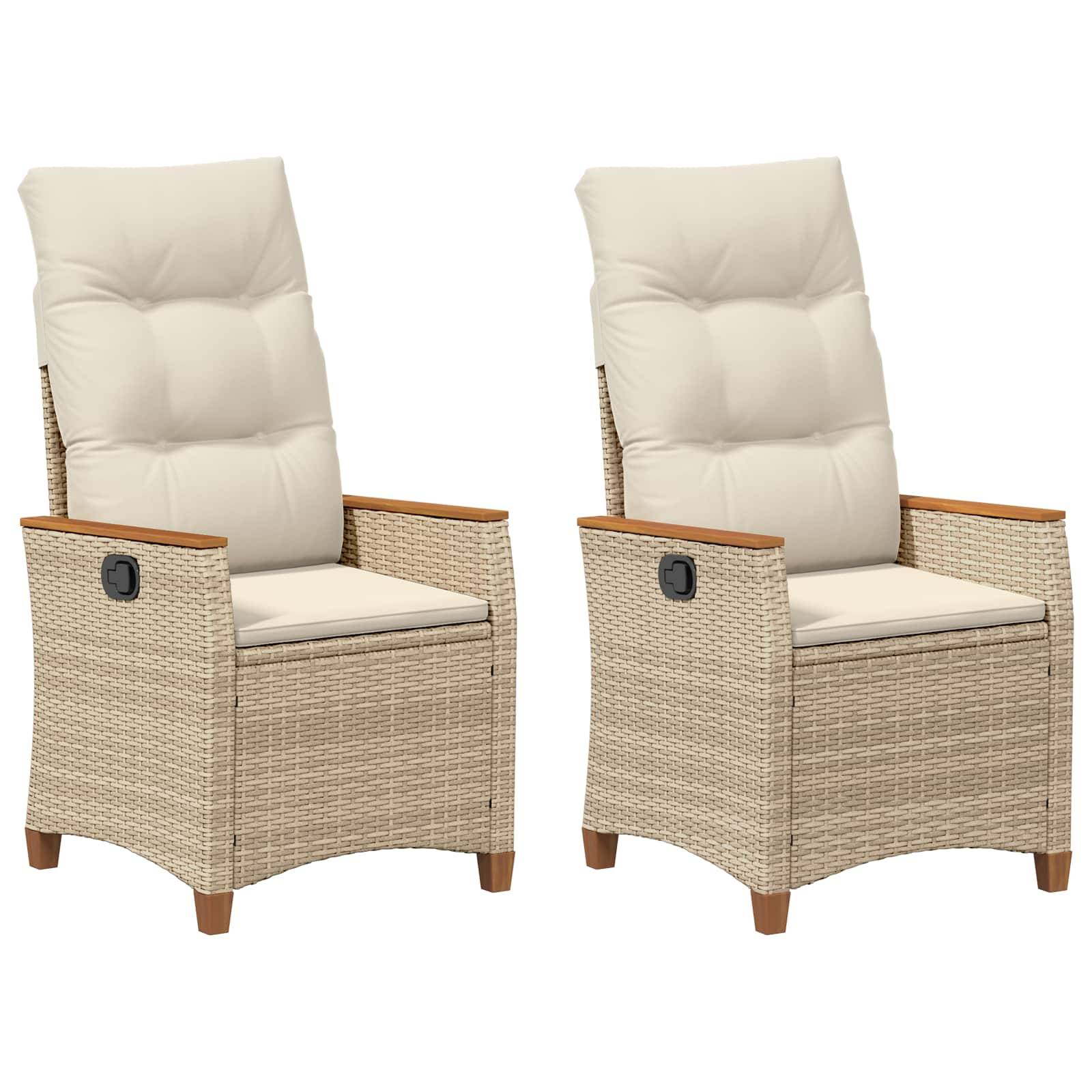 vidaXL Verstellbarer Gartenstuhl Beige und Creme 64 x 57,5 x 112 cm