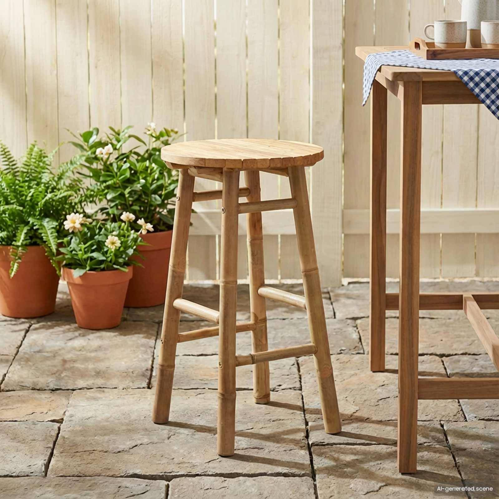 vidaXL Gartenaufbewahrung Natur Ø 38 x 68 cm Bambus