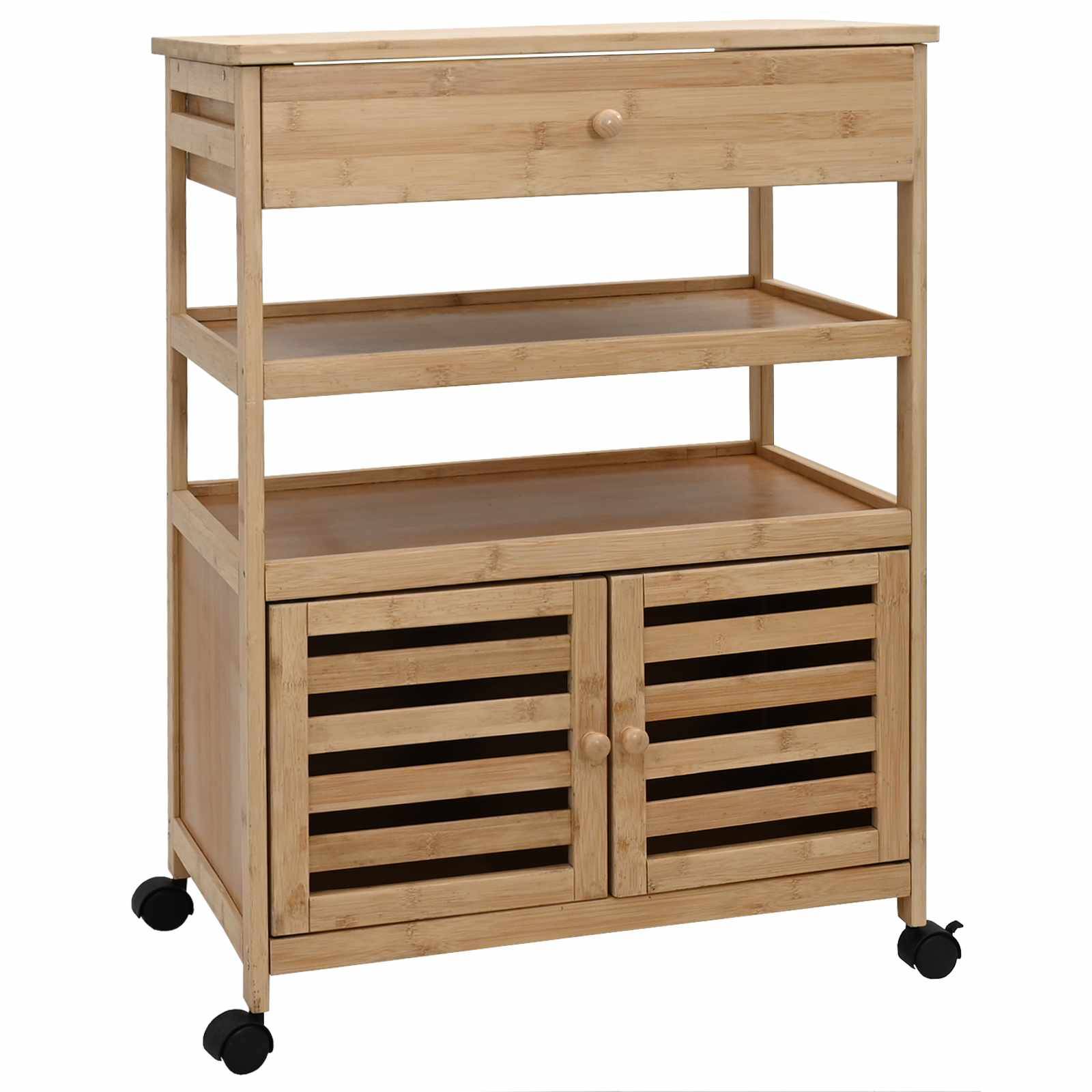 vidaXL Küchenwagen mit Rädern Natur 59,5 x 36 x 82 cm Bambus