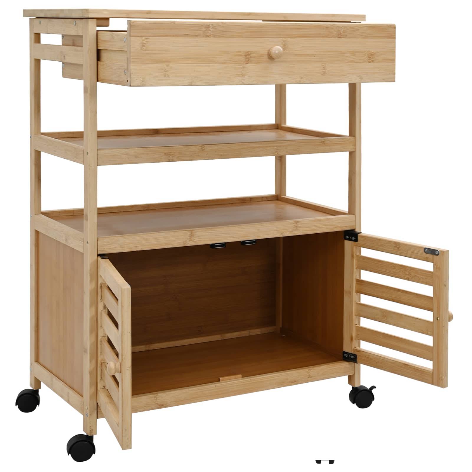 vidaXL Küchenwagen mit Rädern Natur 59,5 x 36 x 82 cm Bambus