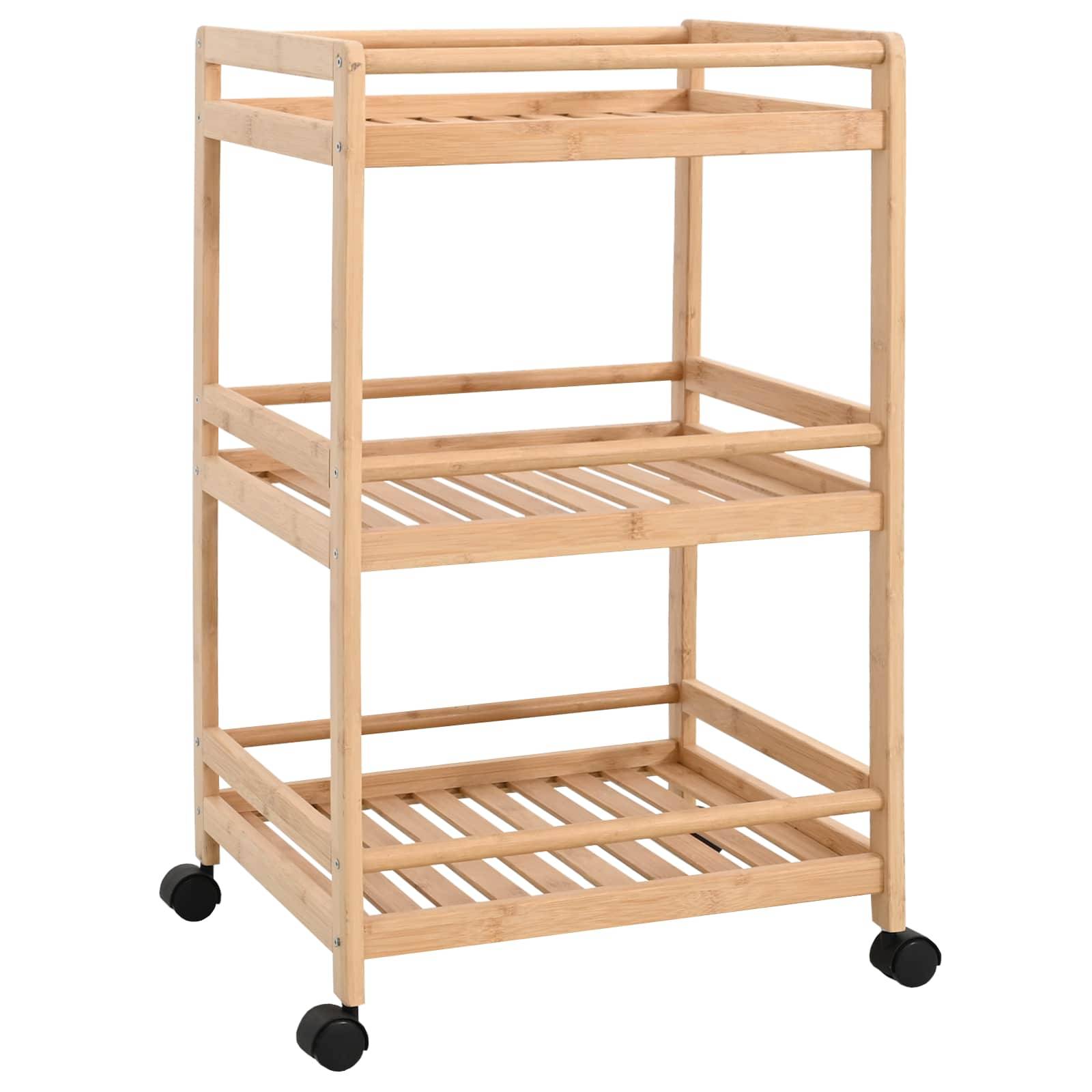 vidaXL Küchenwagen mit Rädern Natur 46 x 38 x 76 cm Bambus