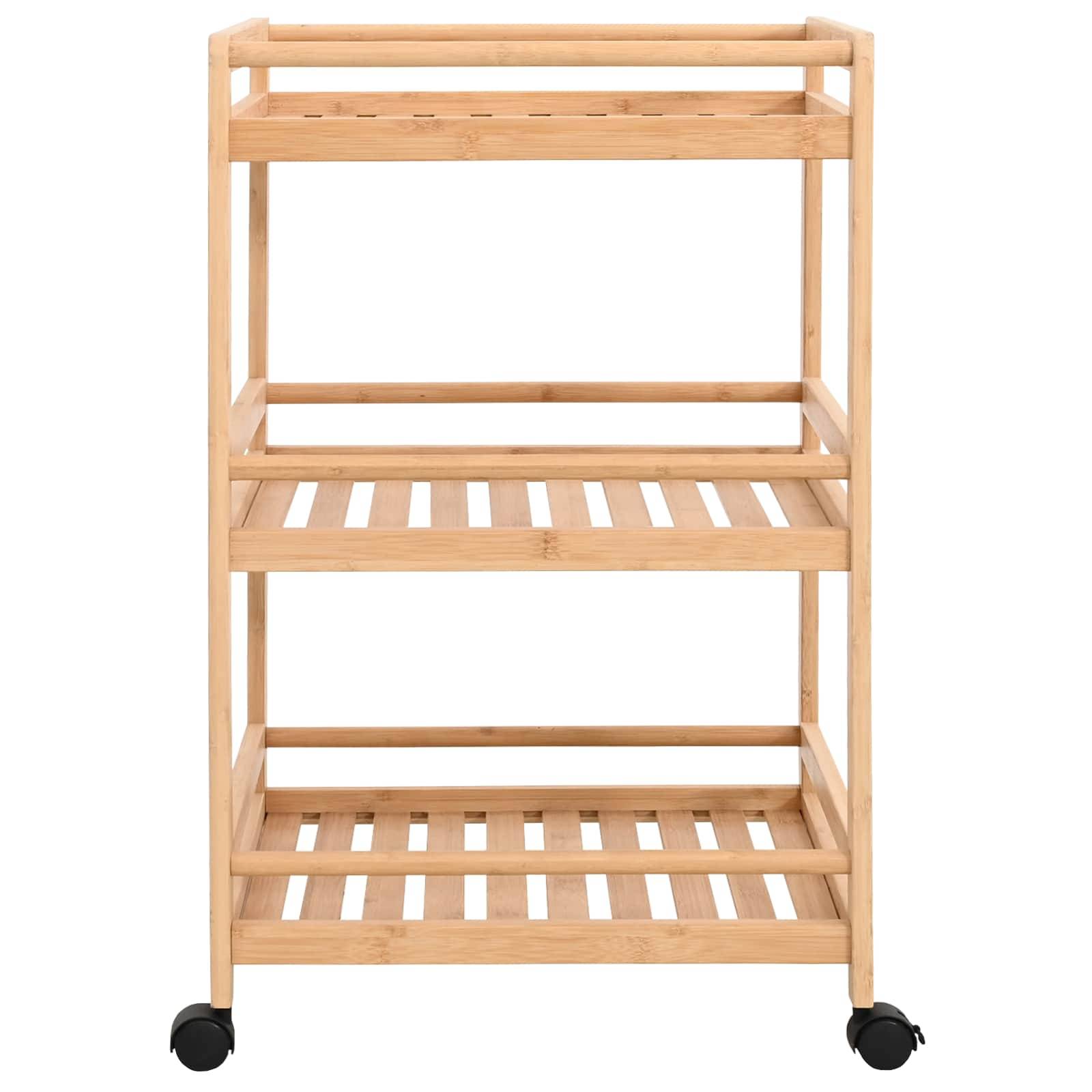 vidaXL Küchenwagen mit Rädern Natur 46 x 38 x 76 cm Bambus