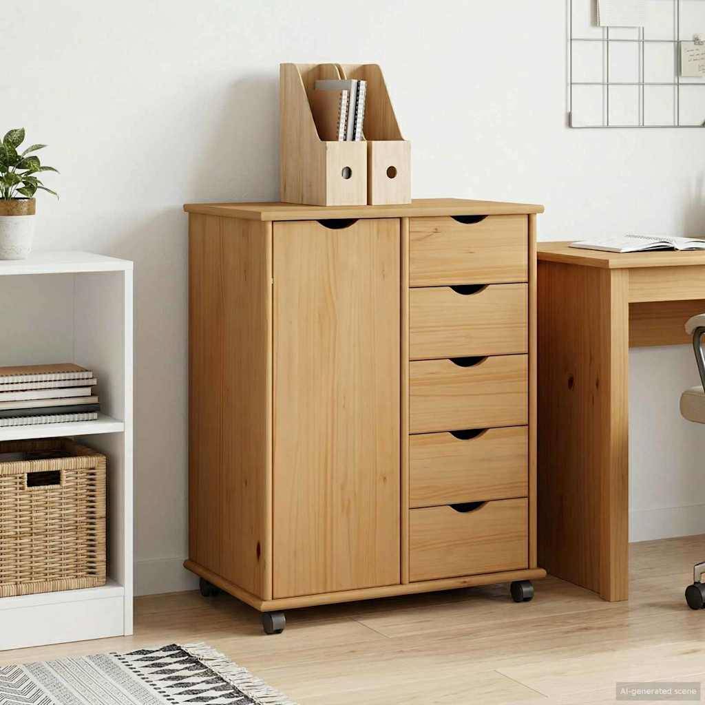 vidaXL Rollschrank Honigbraun 63,5 x 39 x 79 cm Massivholz Kiefer