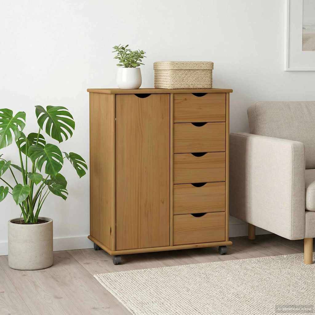 vidaXL Rollschrank Honigbraun 63,5 x 39 x 79 cm Massivholz Kiefer
