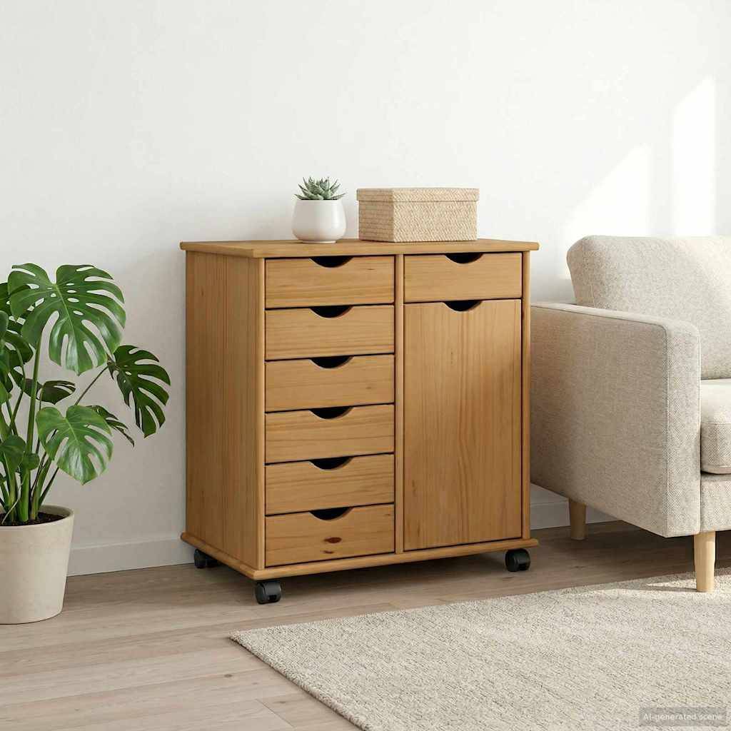 vidaXL Rollschrank Honigbraun 63,5 x 39 x 65,5 cm Massivholz Kiefer