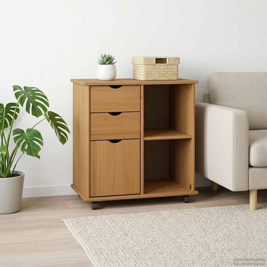 vidaXL Rollschrank Honigbraun 63,5 x 39 x 65,5 cm Massivholz Kiefer