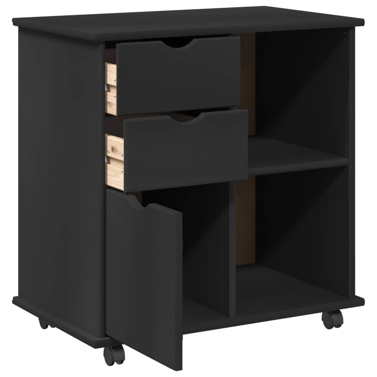 vidaXL Rollschrank Schwarz 63,5 x 39 x 65,5 cm Massivholz Kiefer