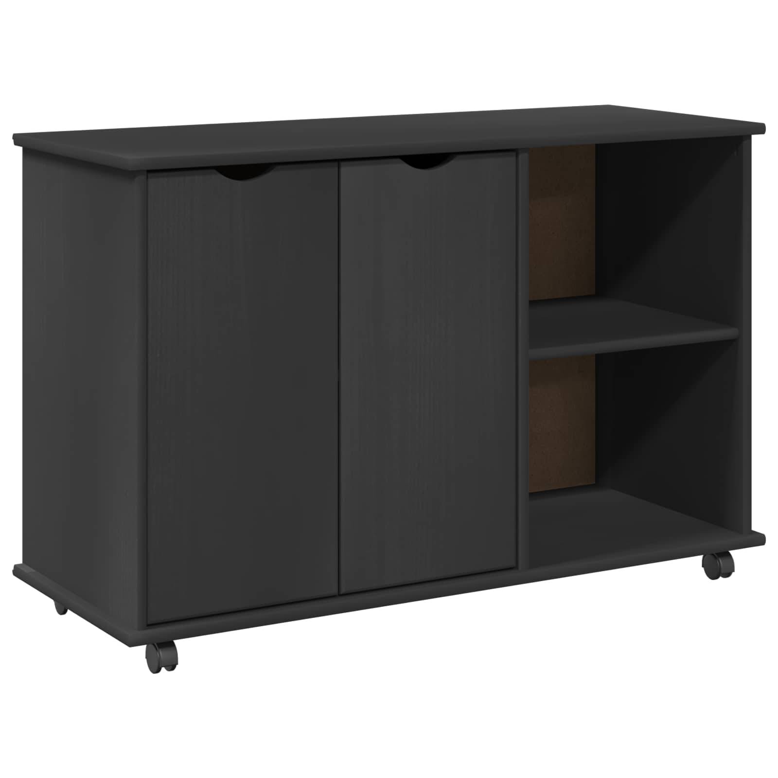 vidaXL Rollschrank Mit Rad Grau 100 x 39 x 65,5 cm Massivholz Kiefer