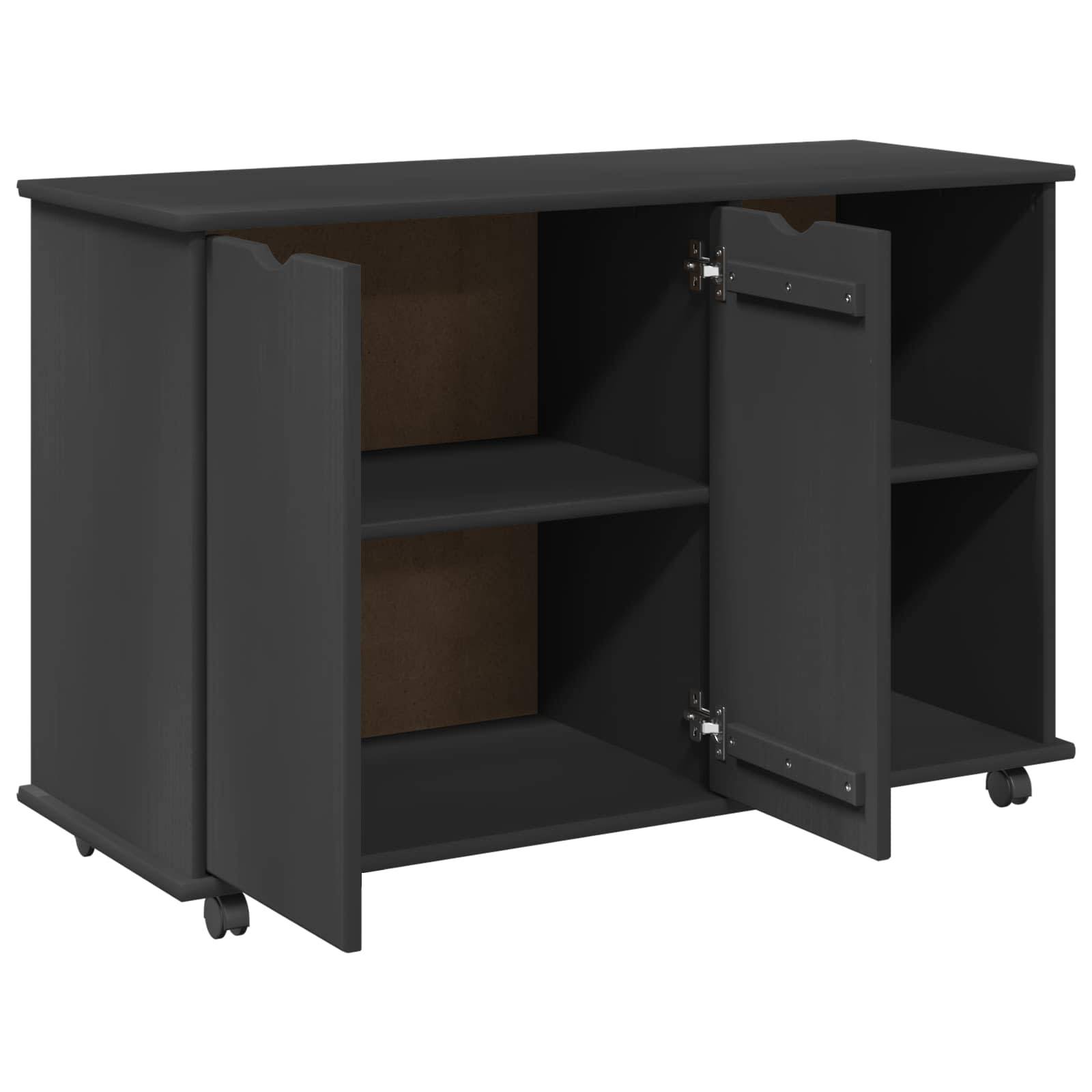vidaXL Rollschrank Mit Rad Grau 100 x 39 x 65,5 cm Massivholz Kiefer