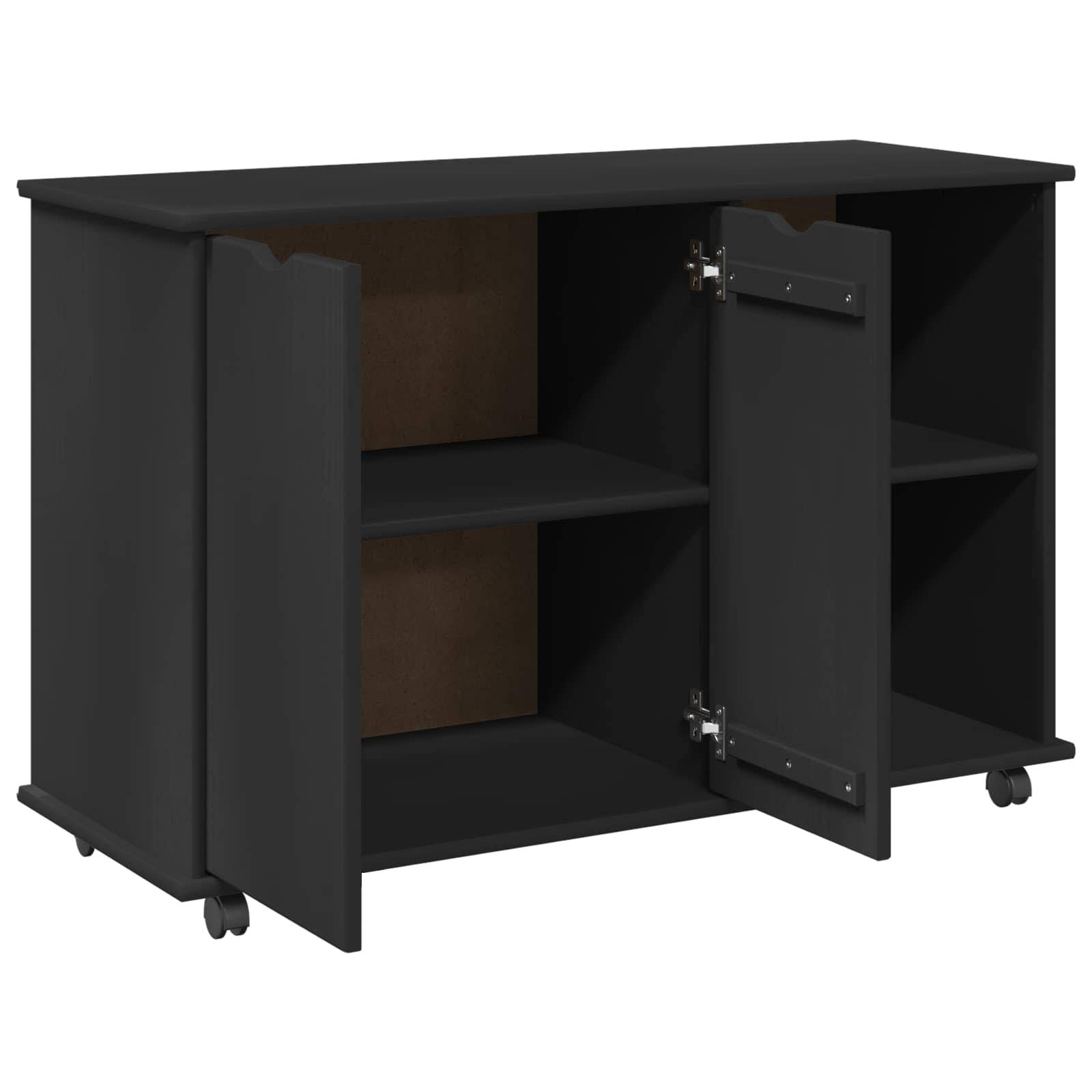vidaXL Rollschrank Schwarz 100 x 39 x 65,5 cm Massivholz Kiefer