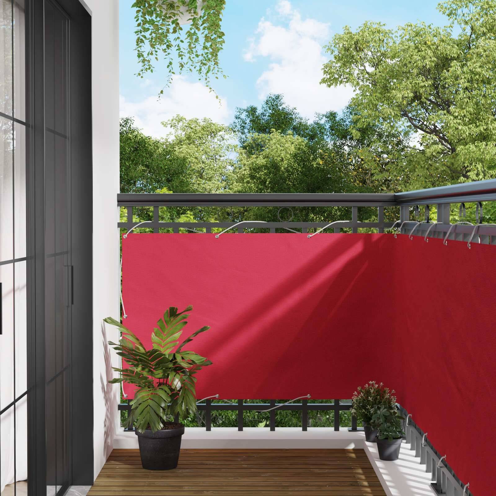 vidaXL Balkonsichtschutz Bordeauxrot 100 x 600 cm Oxford-Stoff