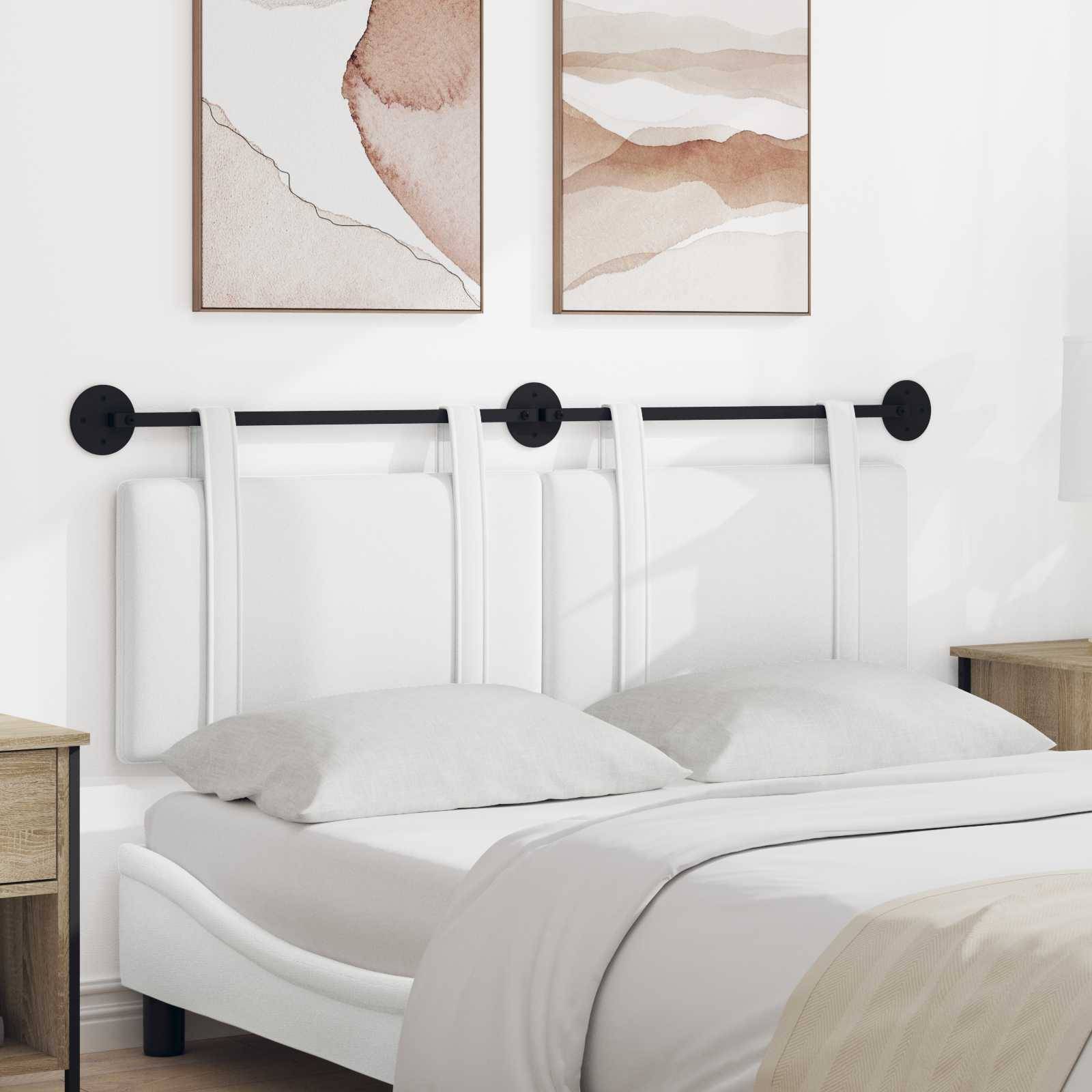 vidaXL Hängendes Kopfteil Weiß Stoff