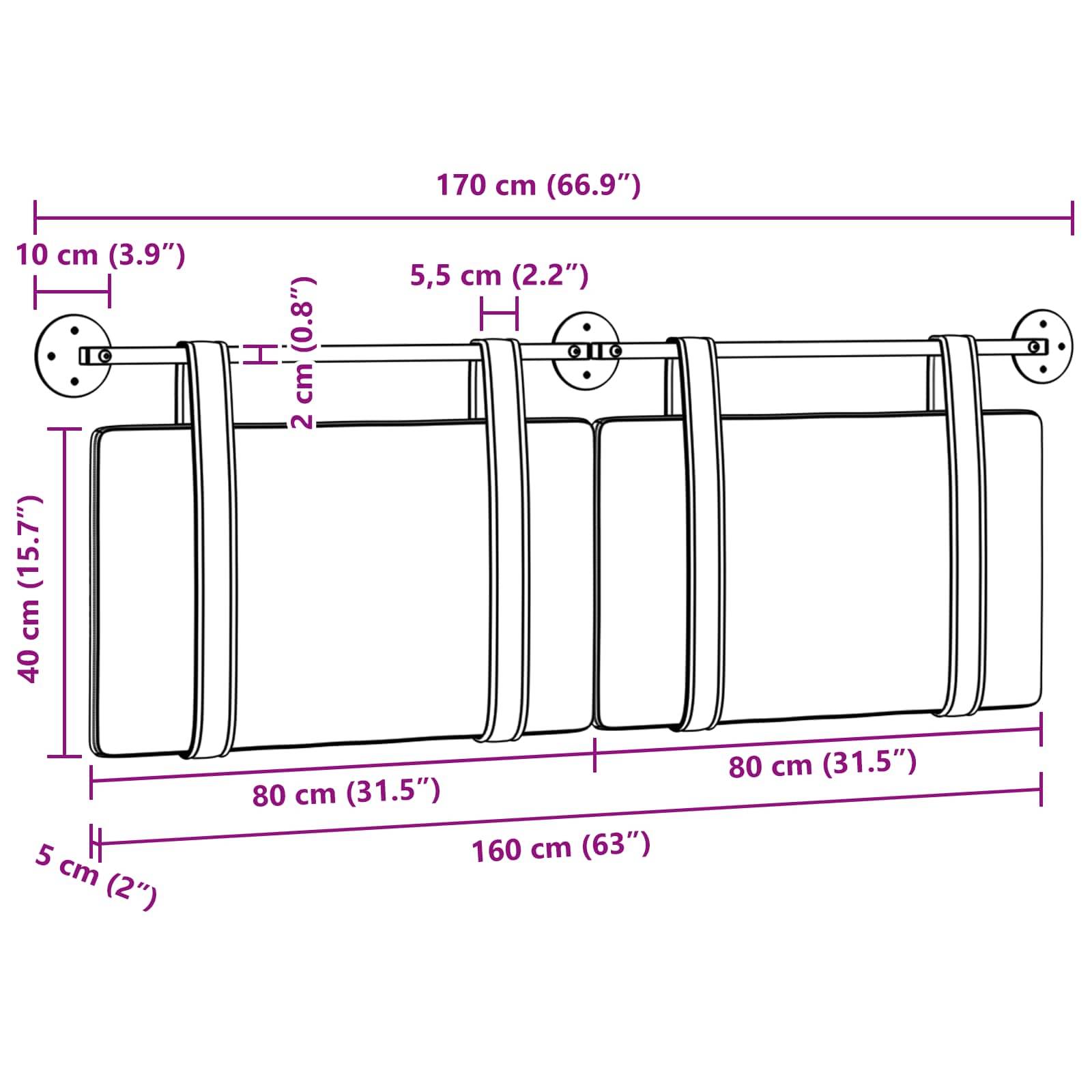 vidaXL Hängendes Kopfteil Rosa Stoff