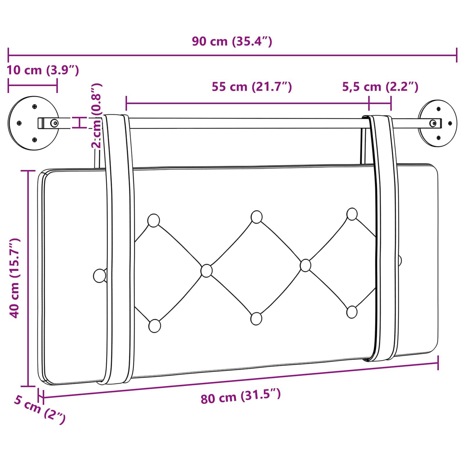 vidaXL Hängevorderseite Wandmontiert Grau 80 cm Antikes PU