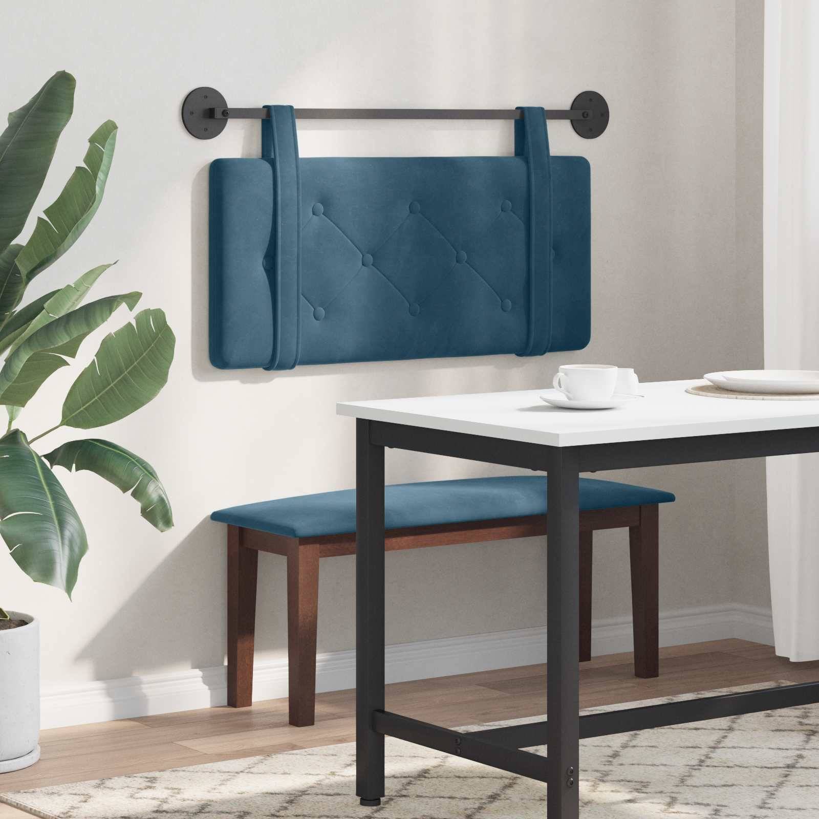 vidaXL Hängendes Kopfteil Blau Samt