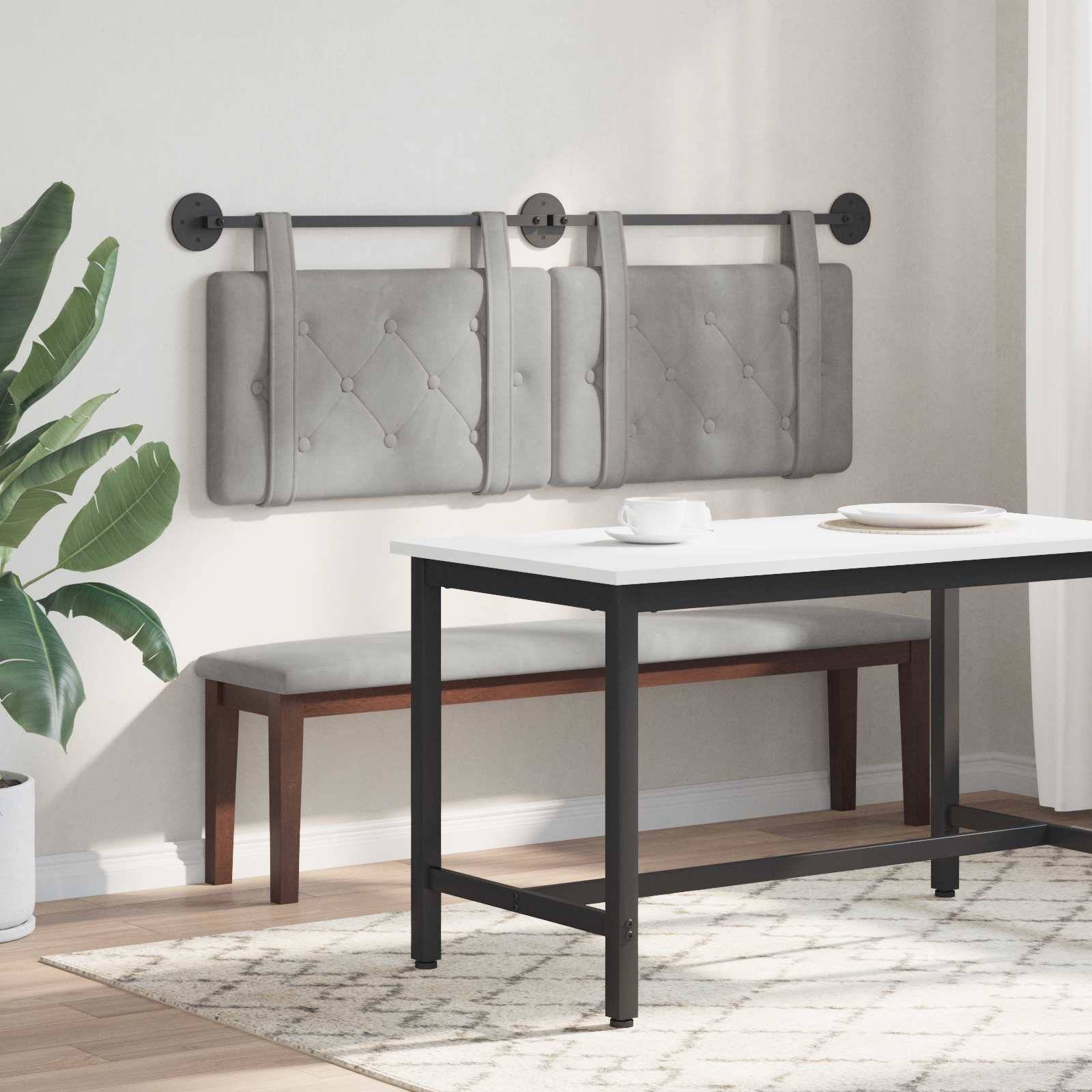 vidaXL Hängendes Kopfteil Hellgrau Samt