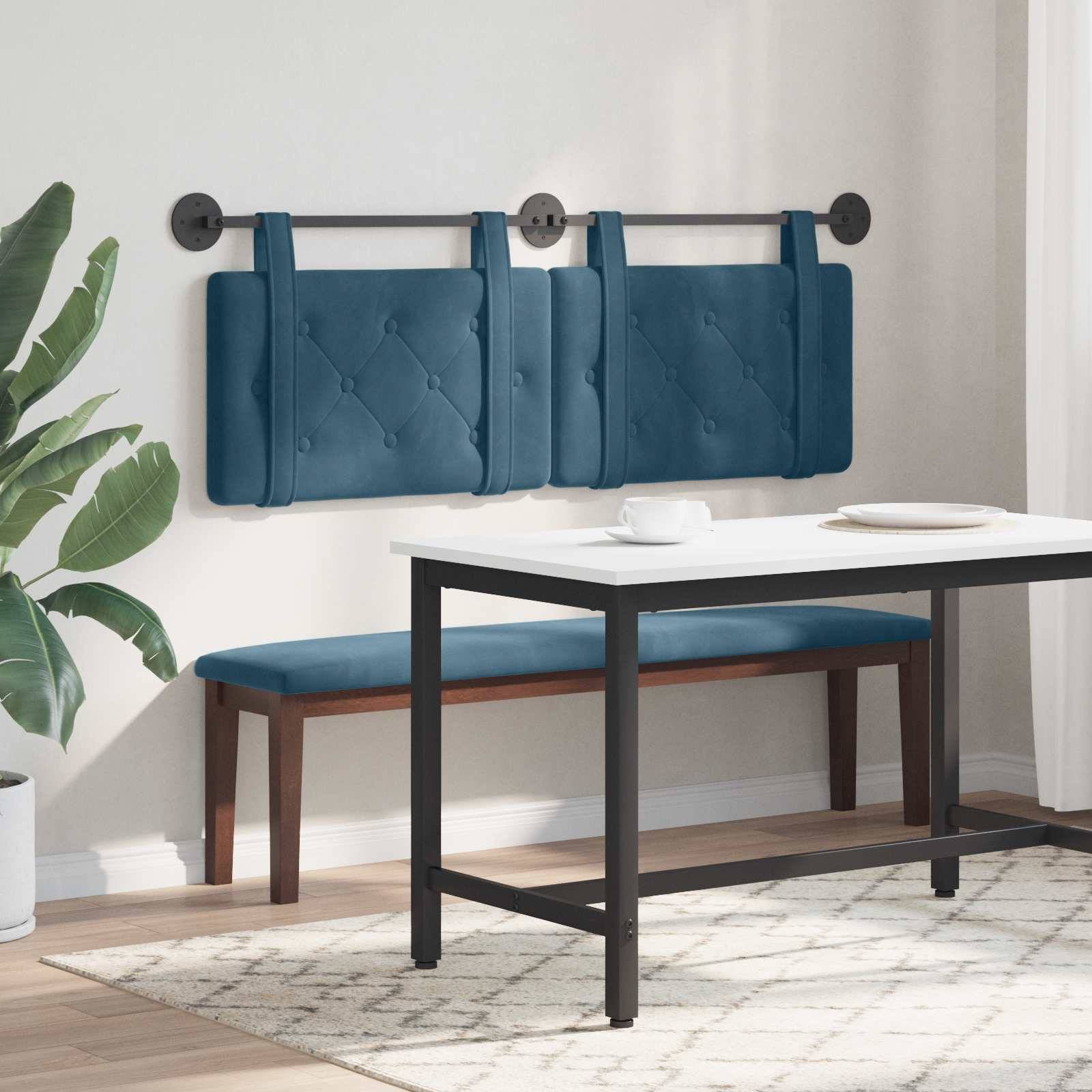 vidaXL Hängendes Kopfteil Blau Samt