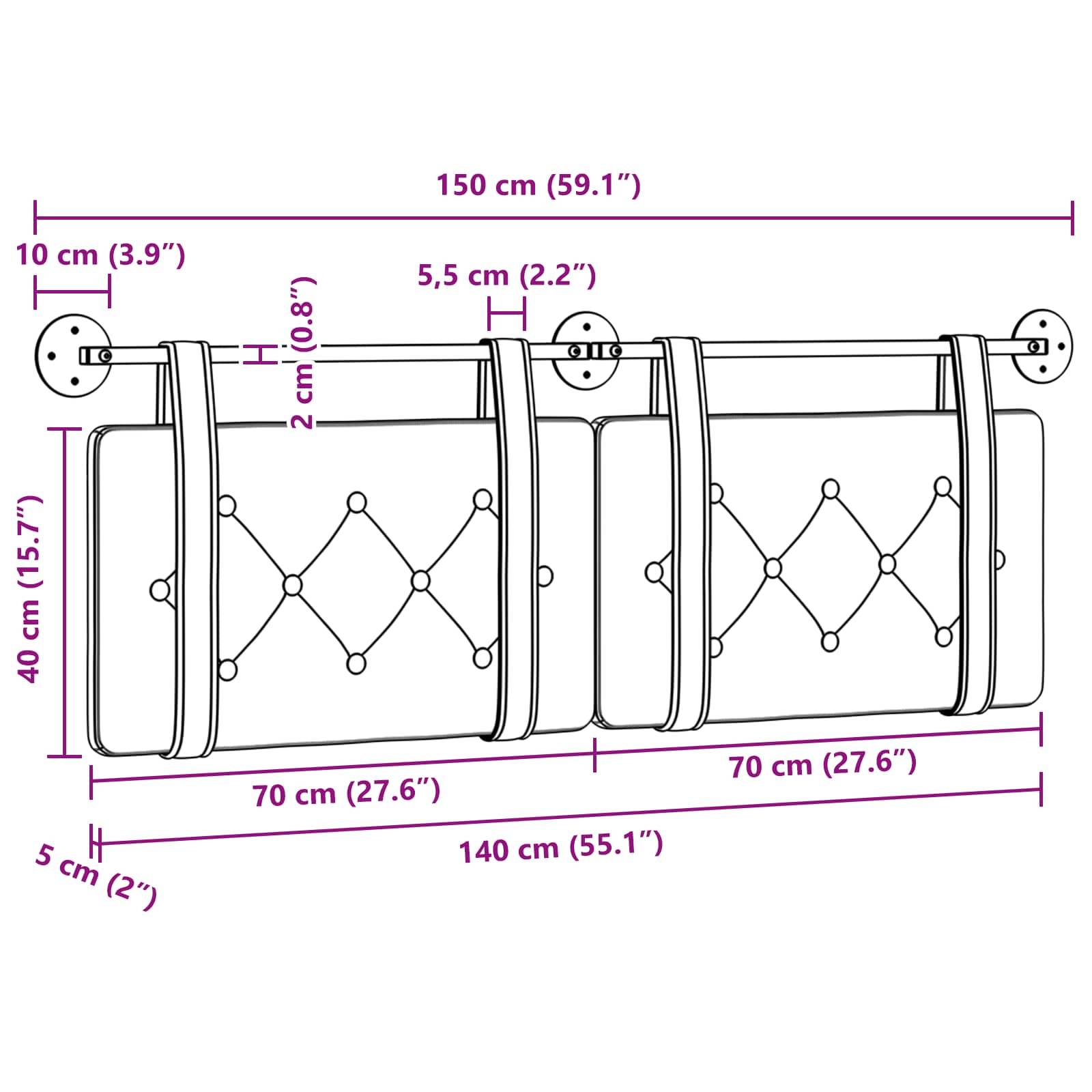 vidaXL Hängendes Kopfteil Gelb Samt