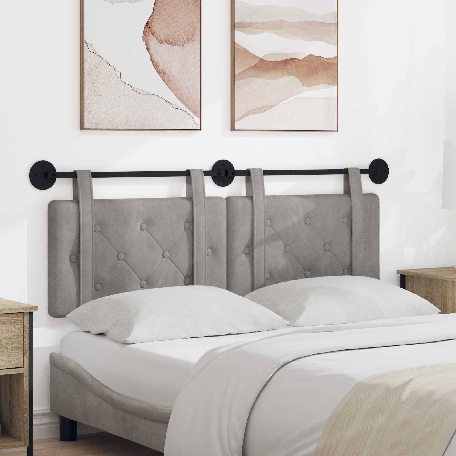 vidaXL Hängendes Kopfteil Hellgrau Samt