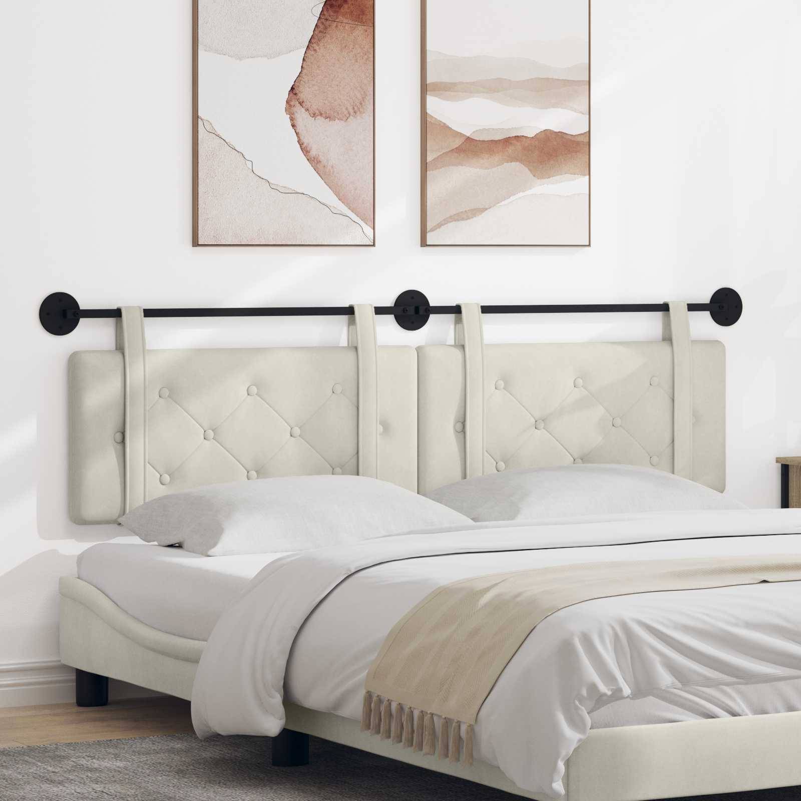 vidaXL Hängendes Kopfteil Creme Samt