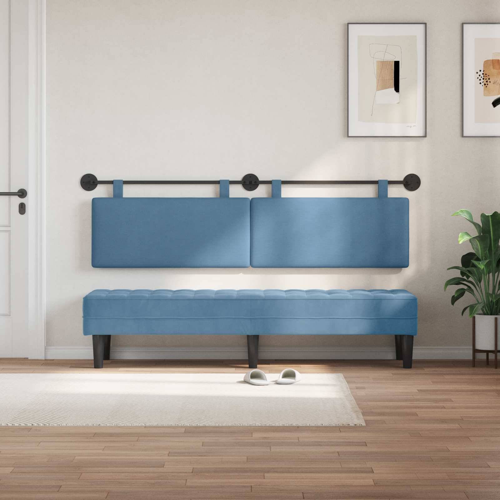 vidaXL Hängendes Kopfteil Blau Cordstoff