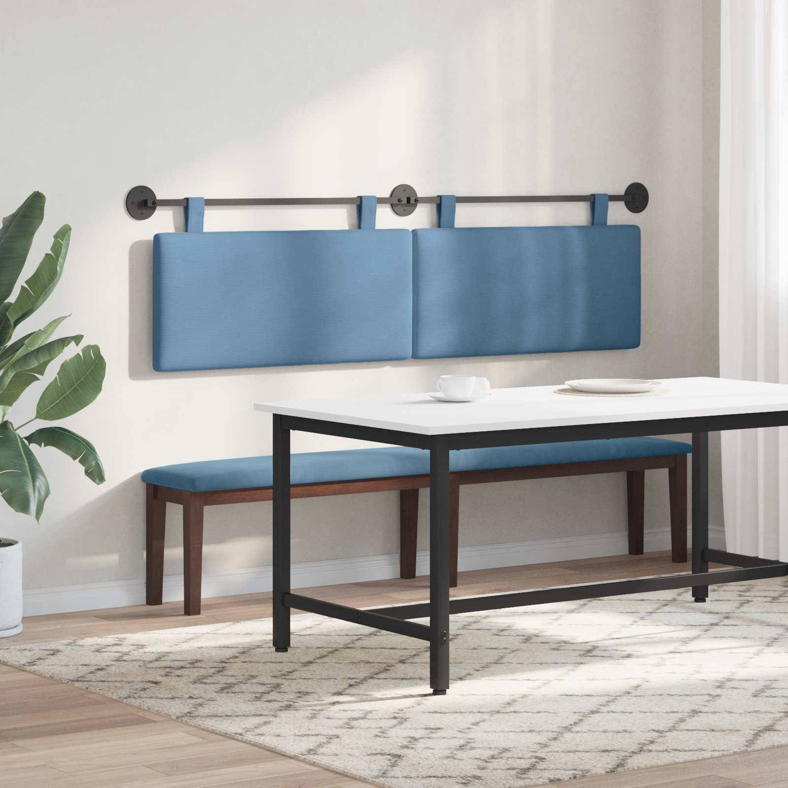 vidaXL Hängendes Kopfteil Blau Cordstoff
