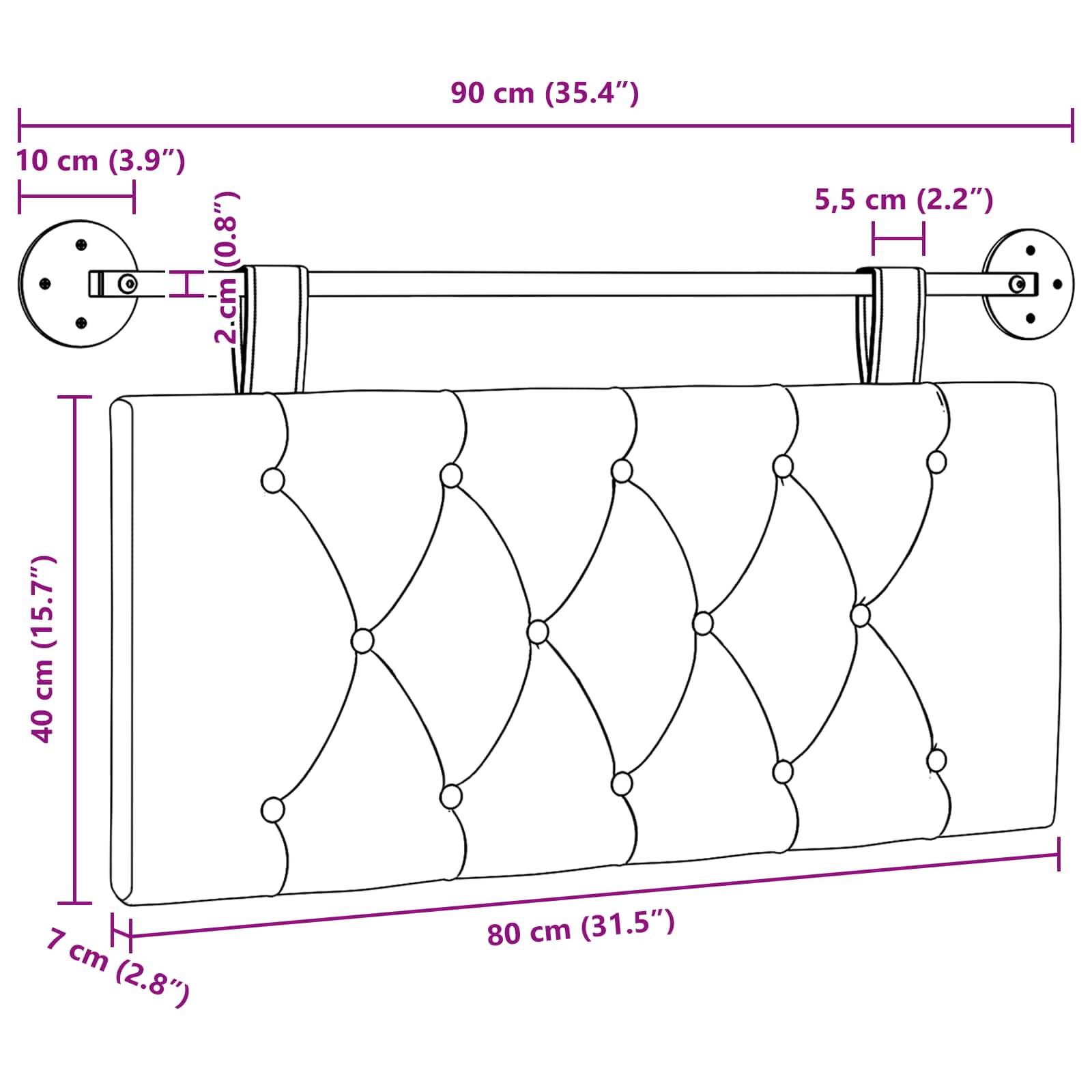 vidaXL Hängendes Kopfteil Hellgrau Stoff