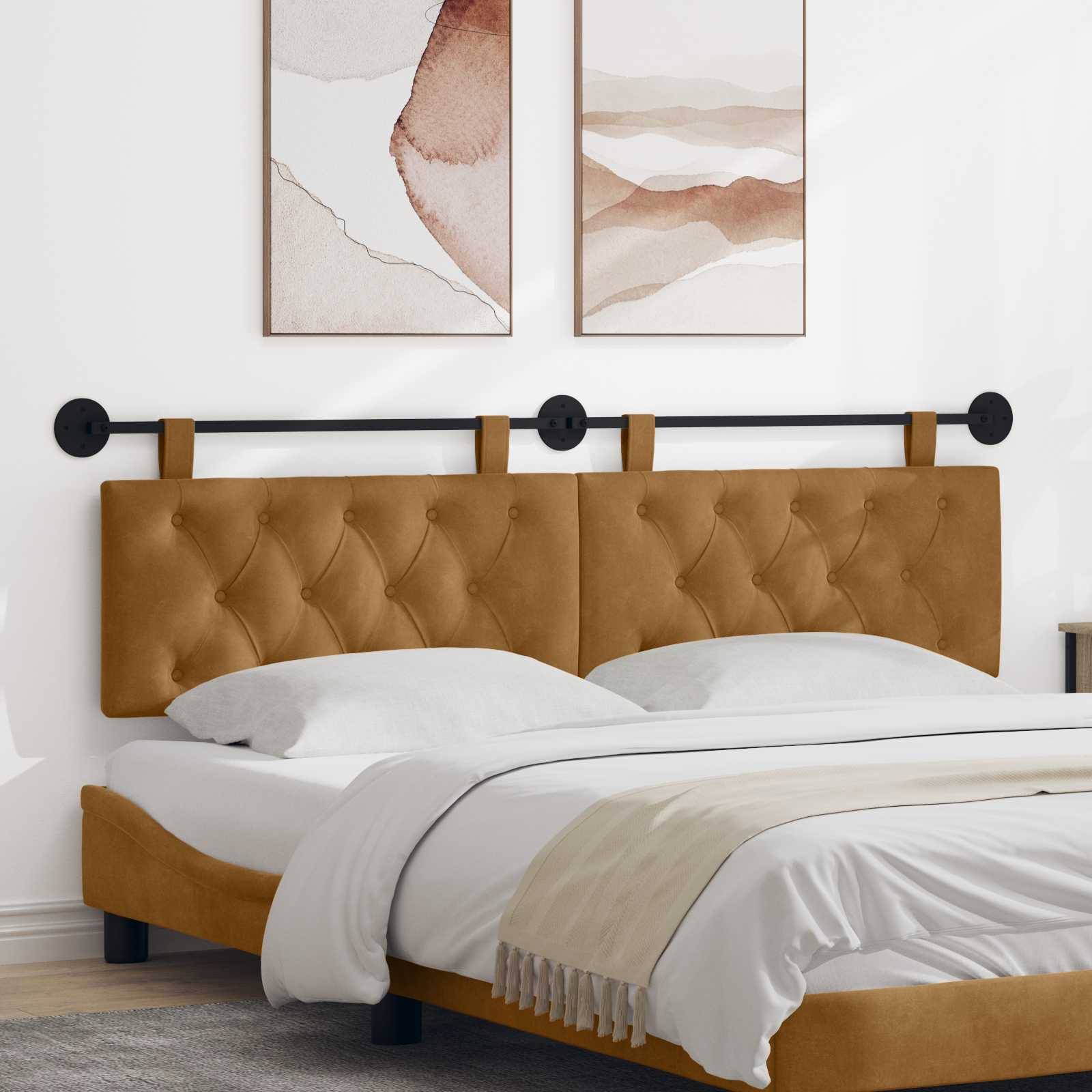 vidaXL Hängendes Kopfteil Braun Samt