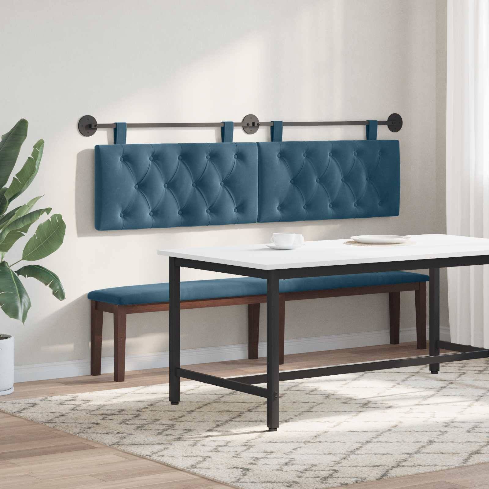 vidaXL Hängendes Kopfteil Blau Samt
