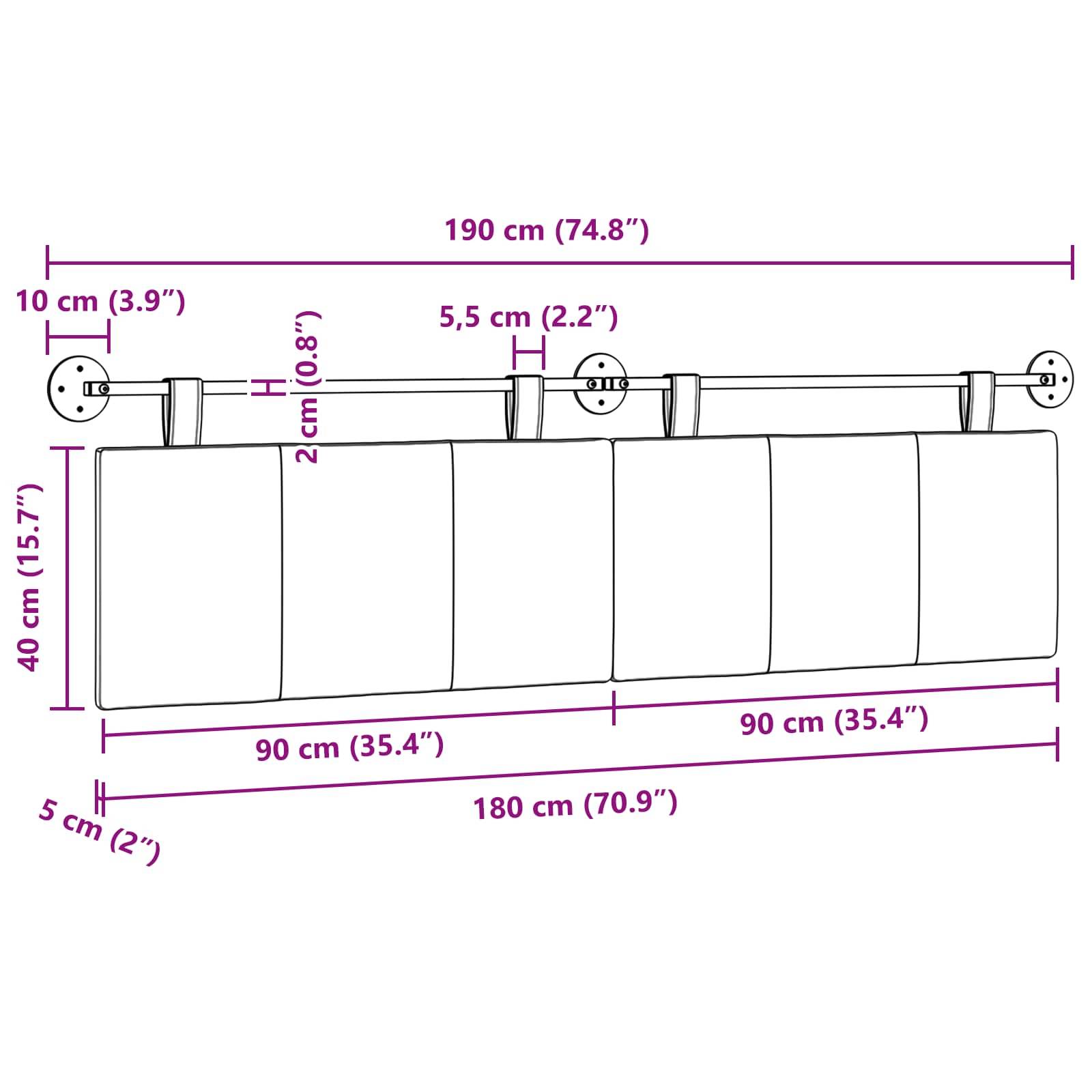 vidaXL Hängendes Kopfteil Jeans blau Stoff
