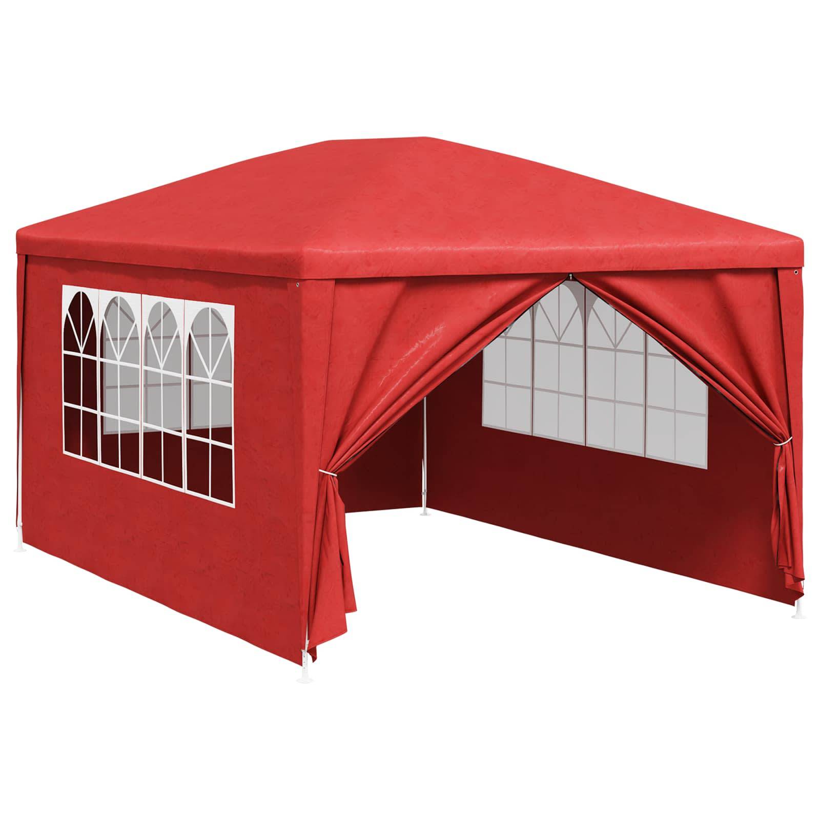 vidaXL Party-Zelt Rot 400 x 300 x 255 cm PE und Stahl