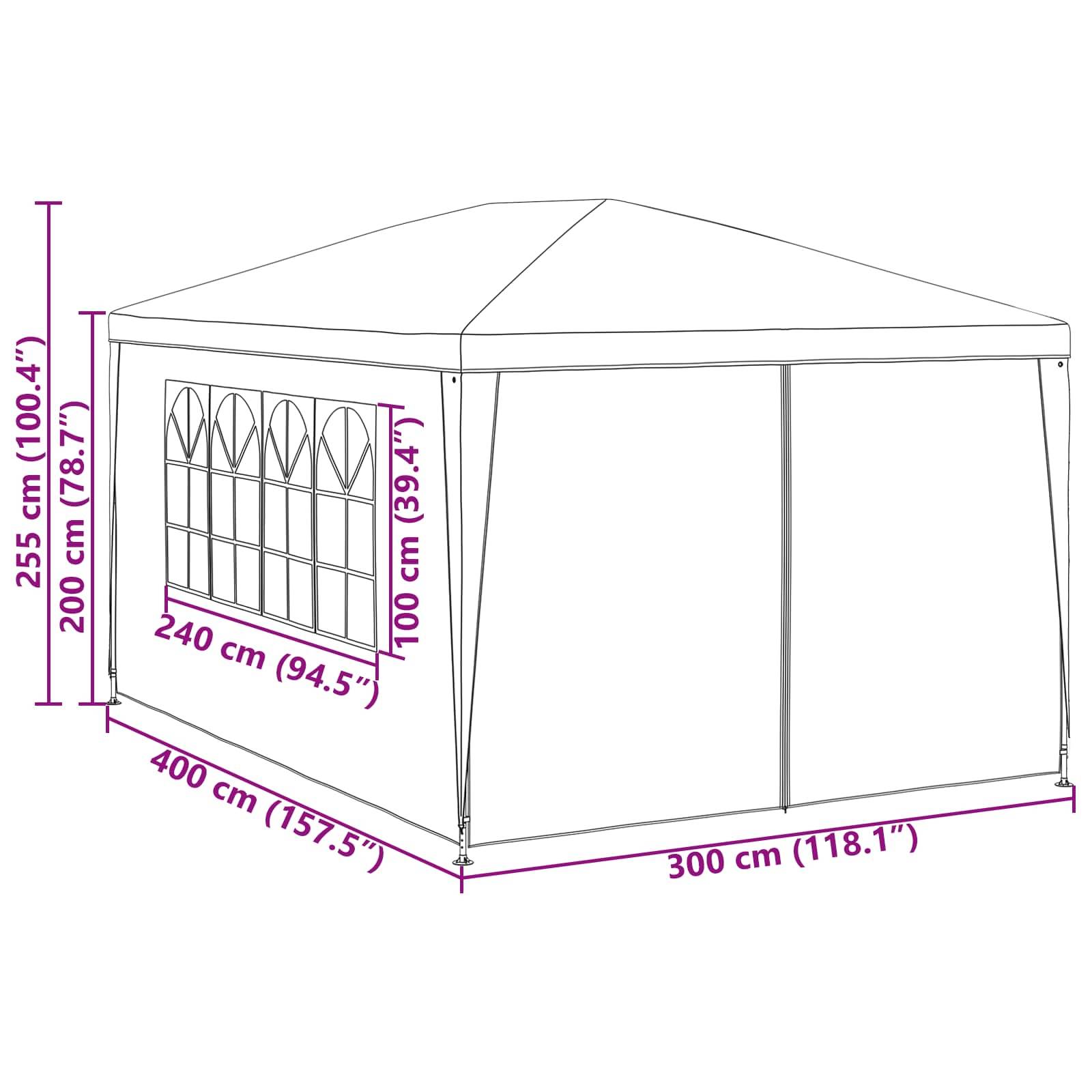 vidaXL Party-Zelt Rot 400 x 300 x 255 cm PE und Stahl