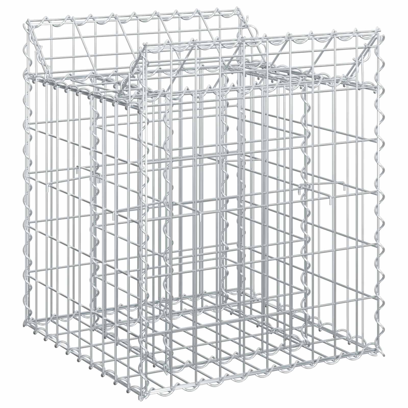 vidaXL Gabionen Hochbeet Silber 50 x 50 x 60 cm Verzinkter Stahl