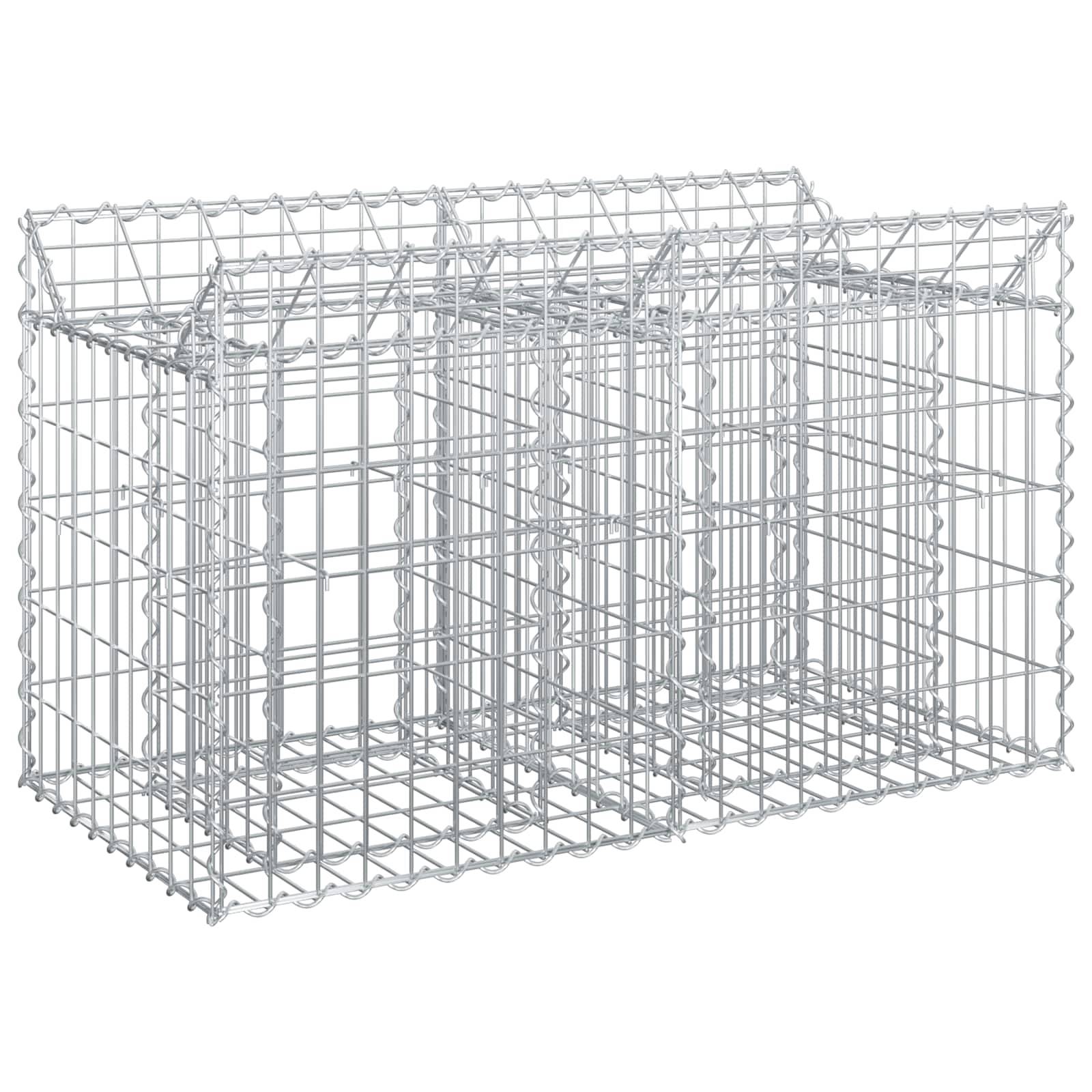 vidaXL Gabionen Hochbeet Silber 100 x 50 x 60 cm Verzinkter Stahl