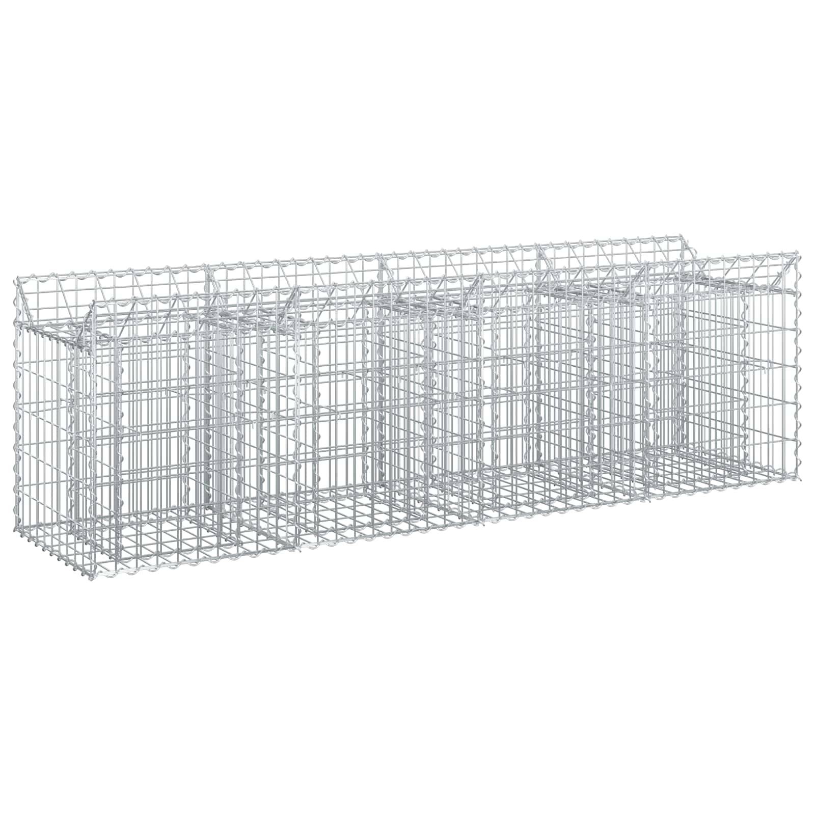 vidaXL Gabionen Hochbeet Silber 200 x 50 x 60 cm Verzinkter Stahl