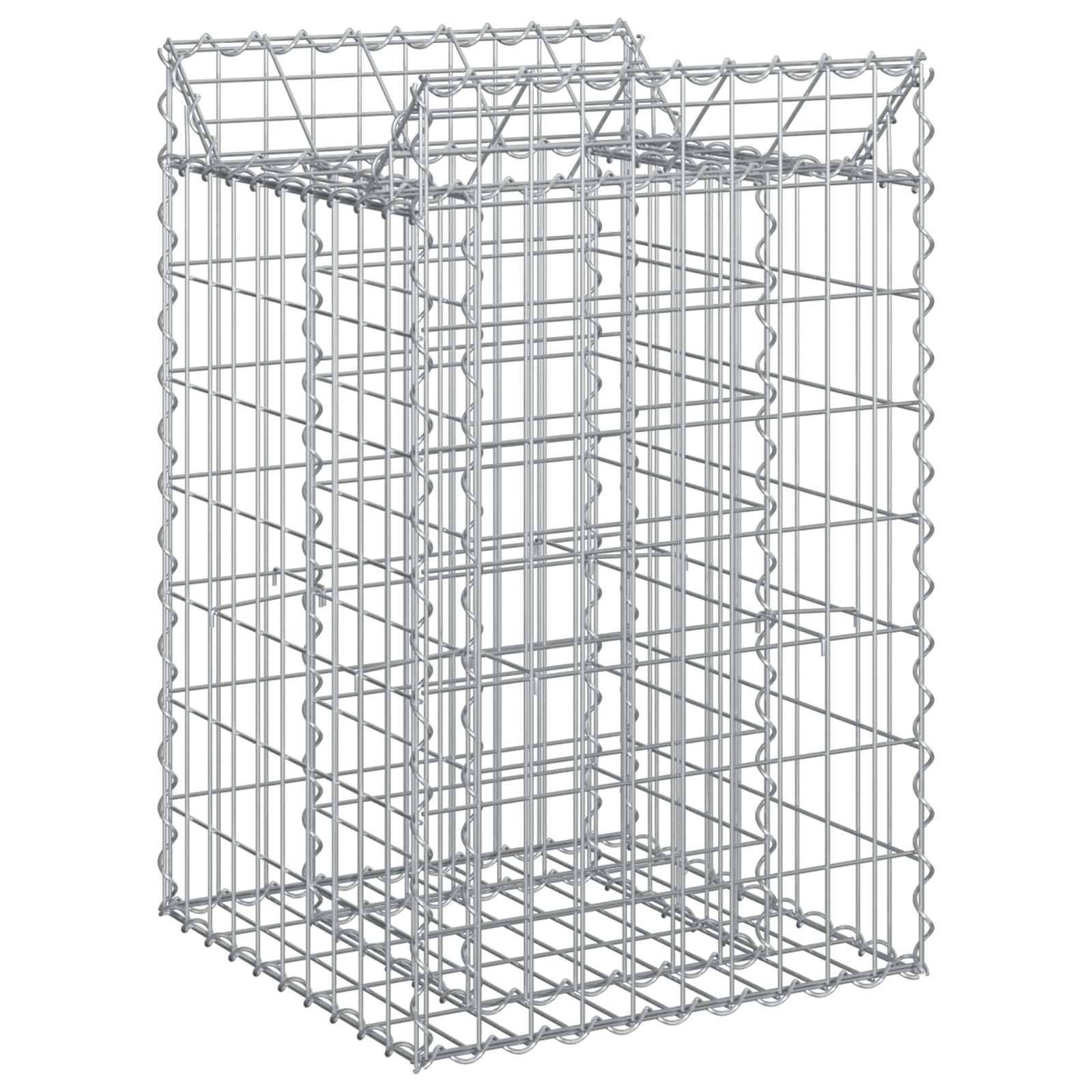 vidaXL Gabionen Hochbeet Silber 50 x 50 x 80 cm Verzinkter Stahl