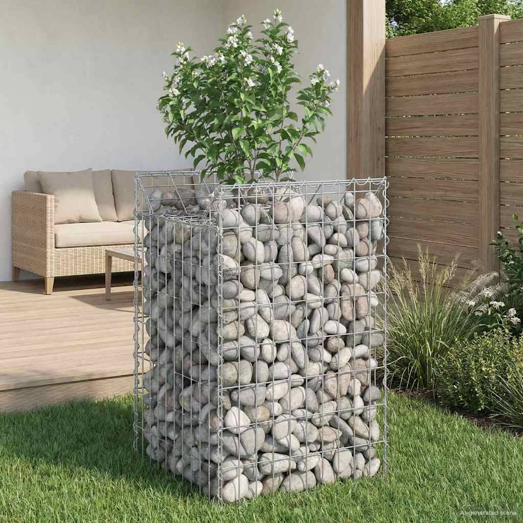 vidaXL Gabionen Hochbeet Silber 50 x 50 x 80 cm Verzinkter Stahl