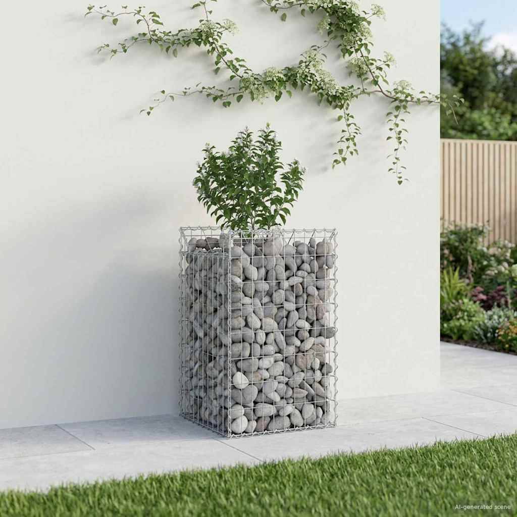 vidaXL Gabionen Hochbeet Silber 50 x 50 x 80 cm Verzinkter Stahl