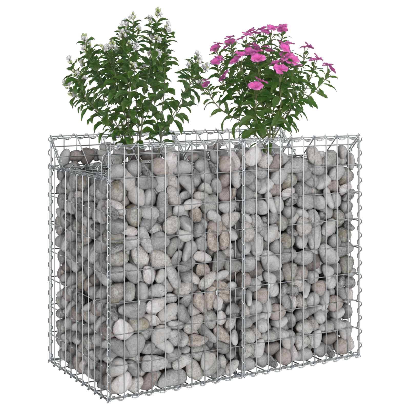 vidaXL Gabionen Hochbeet Silber 100 x 50 x 80 cm Verzinkter Stahl
