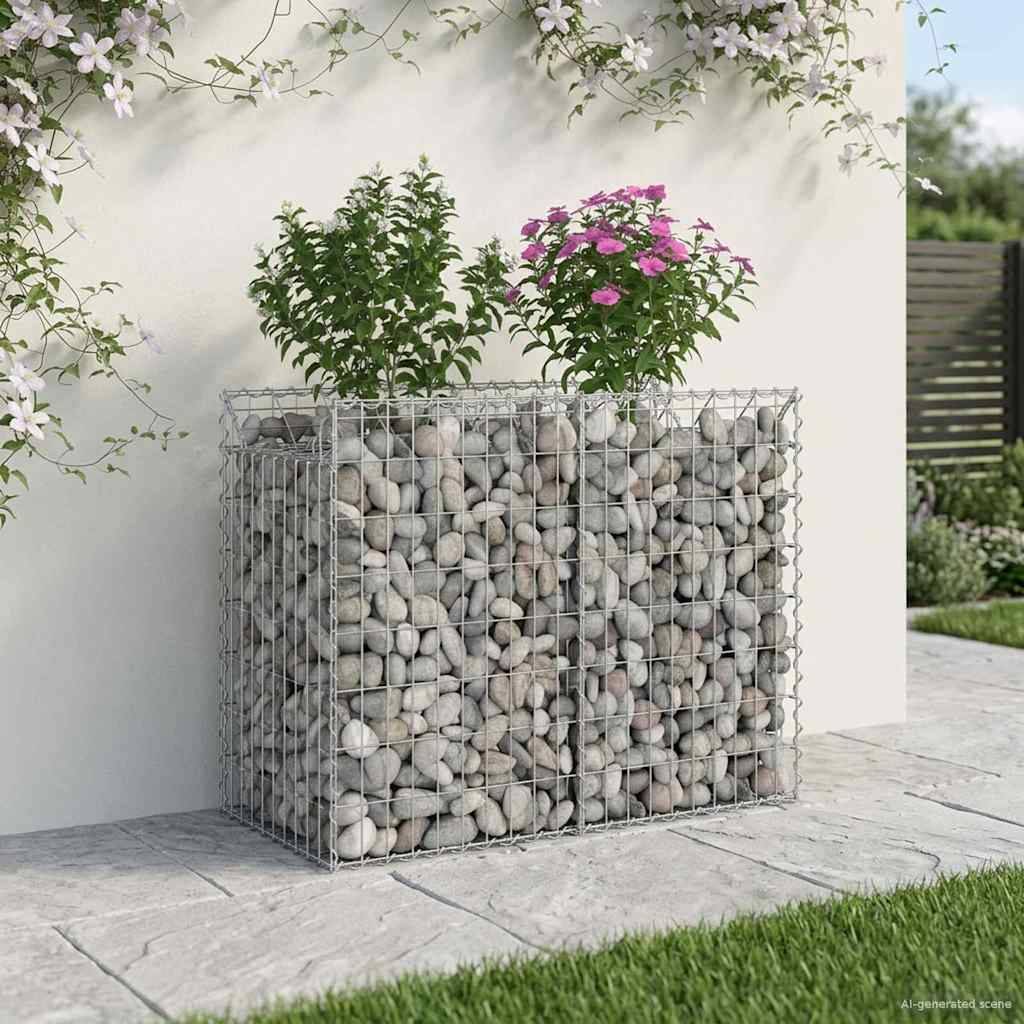 vidaXL Gabionen Hochbeet Silber 100 x 50 x 80 cm Verzinkter Stahl