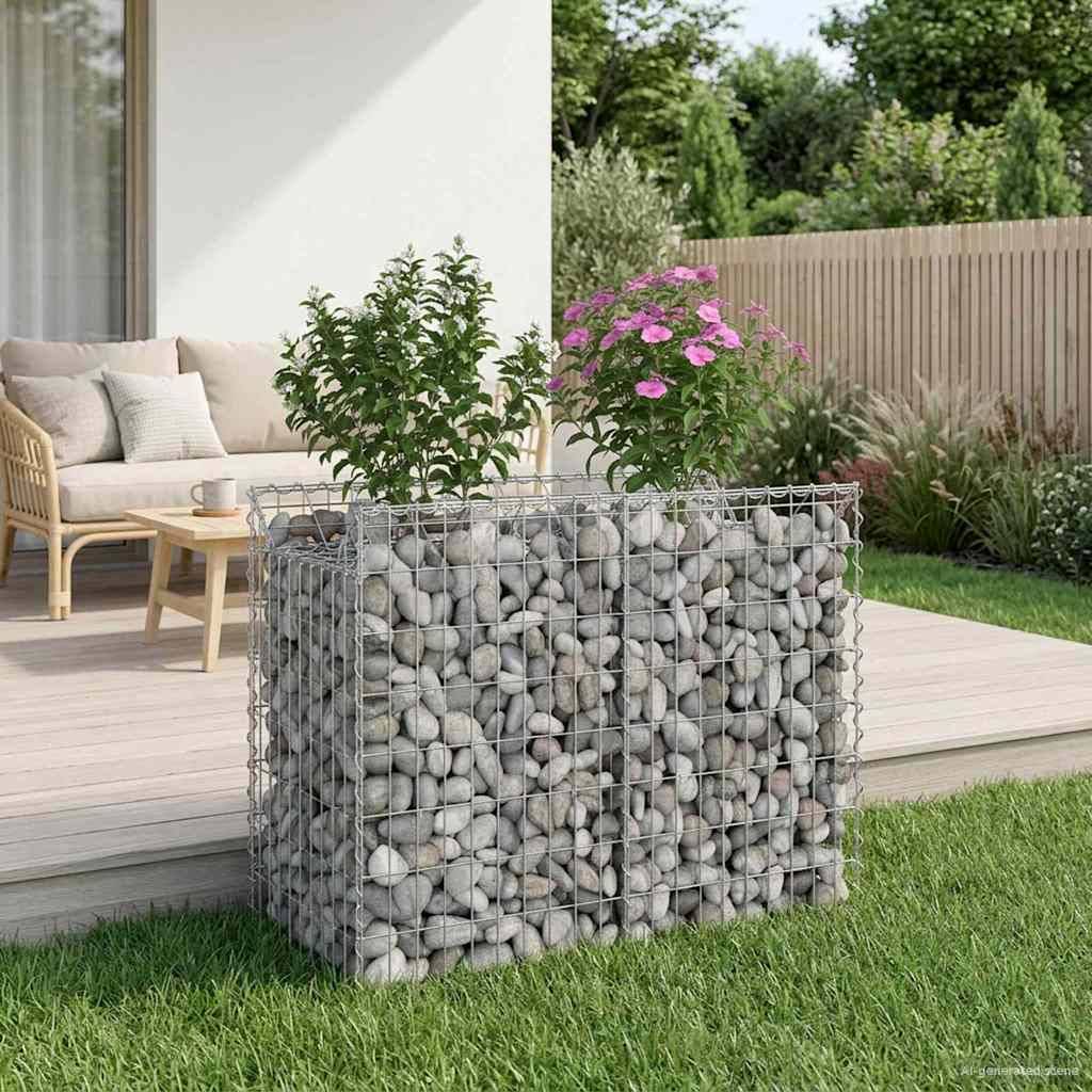 vidaXL Gabionen Hochbeet Silber 100 x 50 x 80 cm Verzinkter Stahl