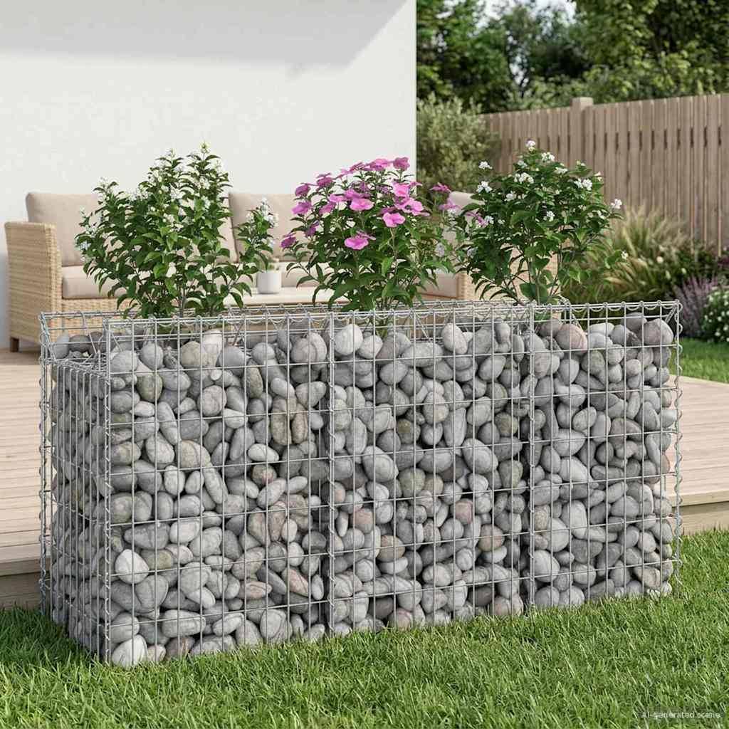 vidaXL Gabionen Hochbeet Silber 150 x 50 x 80 cm Verzinkter Stahl