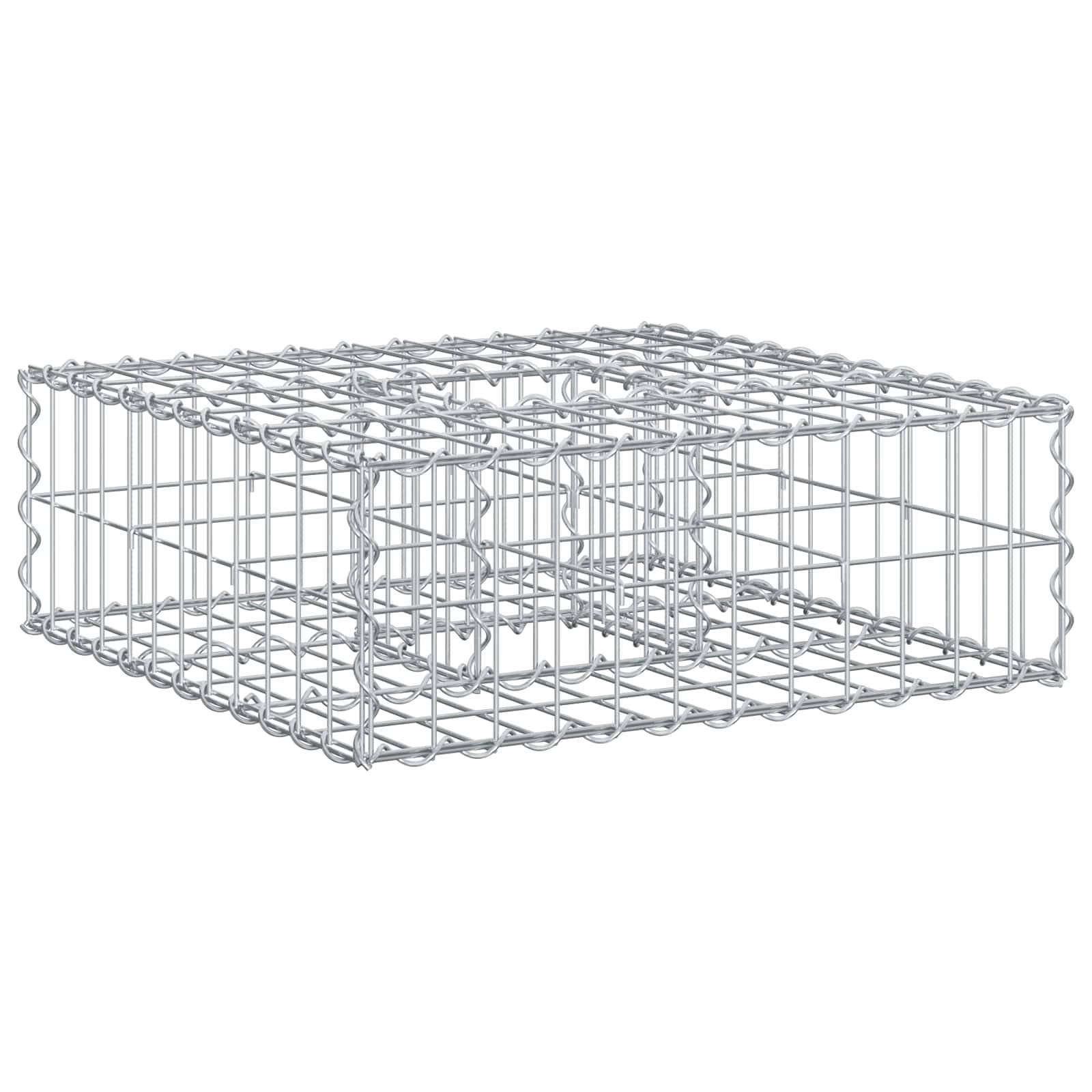 vidaXL Gabionen Hochbeet Silber 60 x 60 x 20 cm Verzinkter Stahl