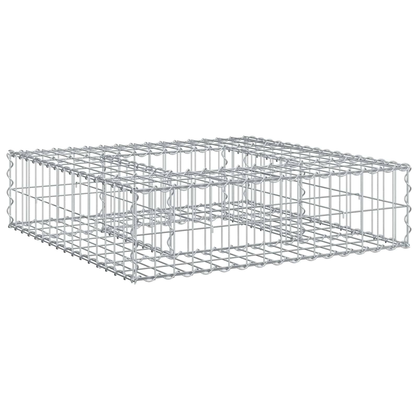 vidaXL Gabionen Hochbeet Silber 80 x 80 x 20 cm Verzinkter Stahl