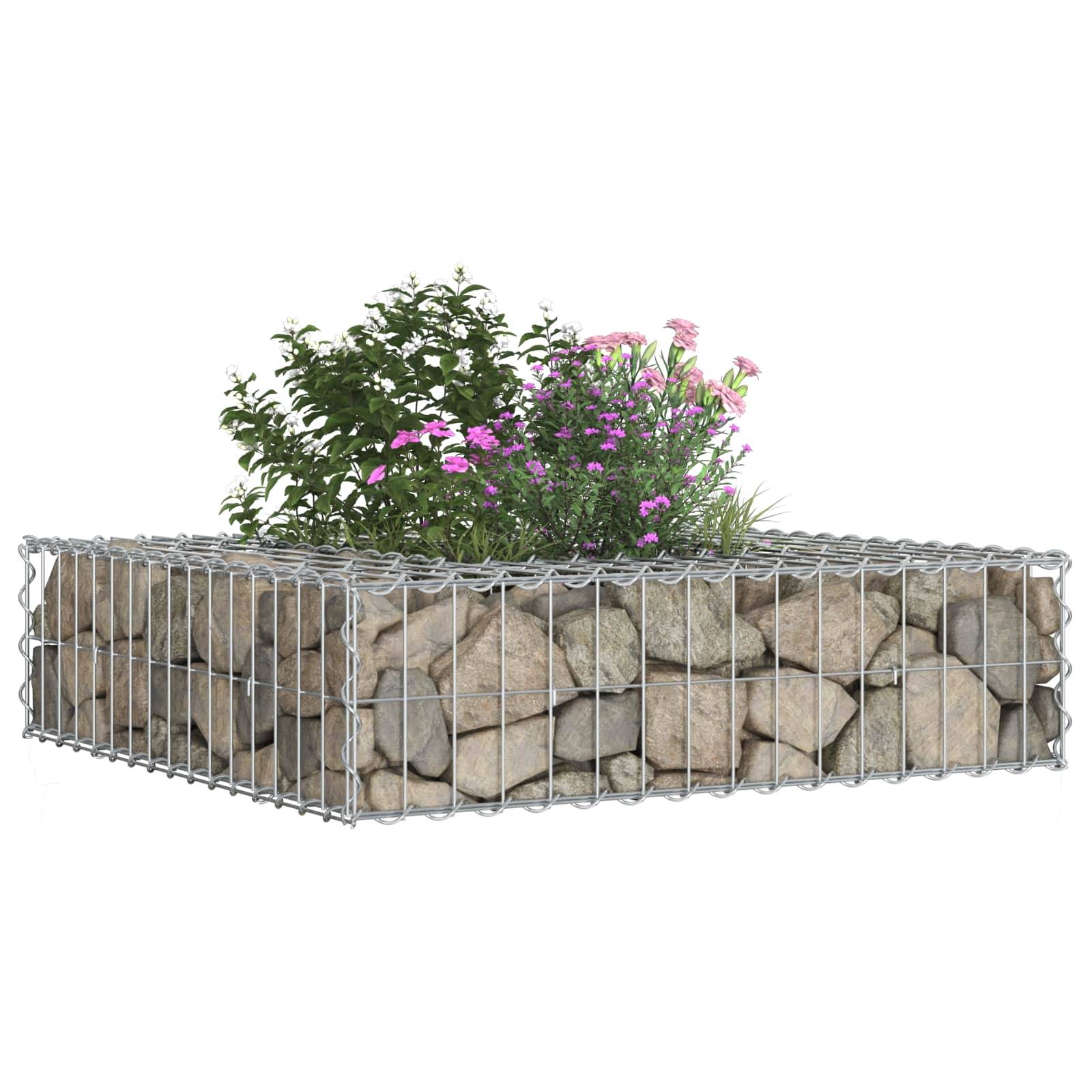 vidaXL Gabionen Hochbeet Silber 80 x 80 x 20 cm Verzinkter Stahl
