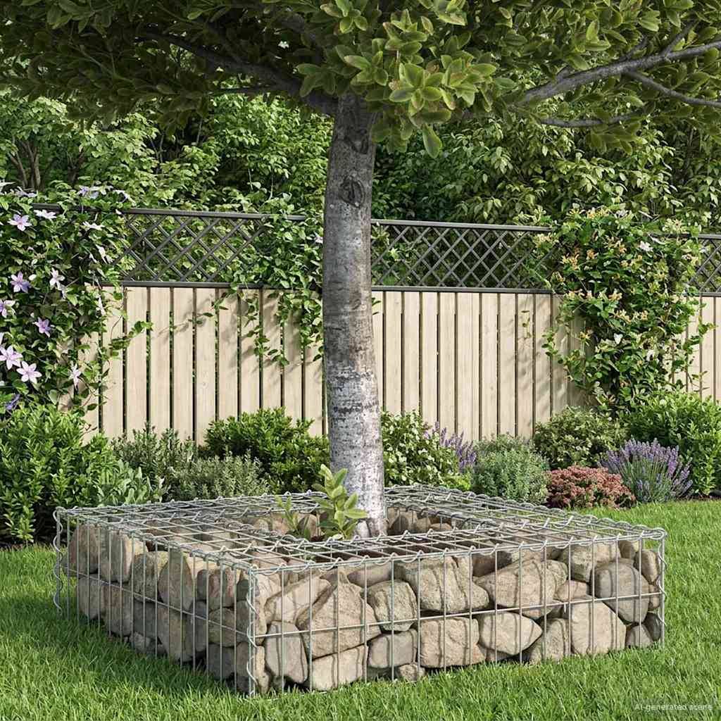 vidaXL Gabionen Hochbeet Silber 80 x 80 x 20 cm Verzinkter Stahl